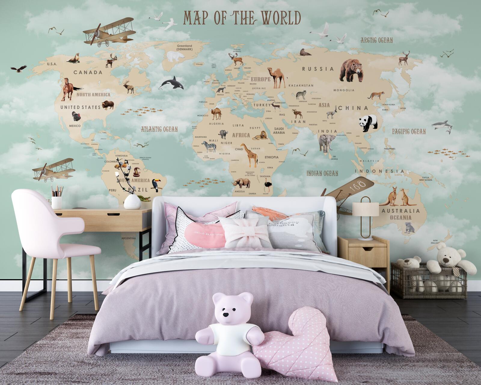 Fototapet fauna în atlasul geografic