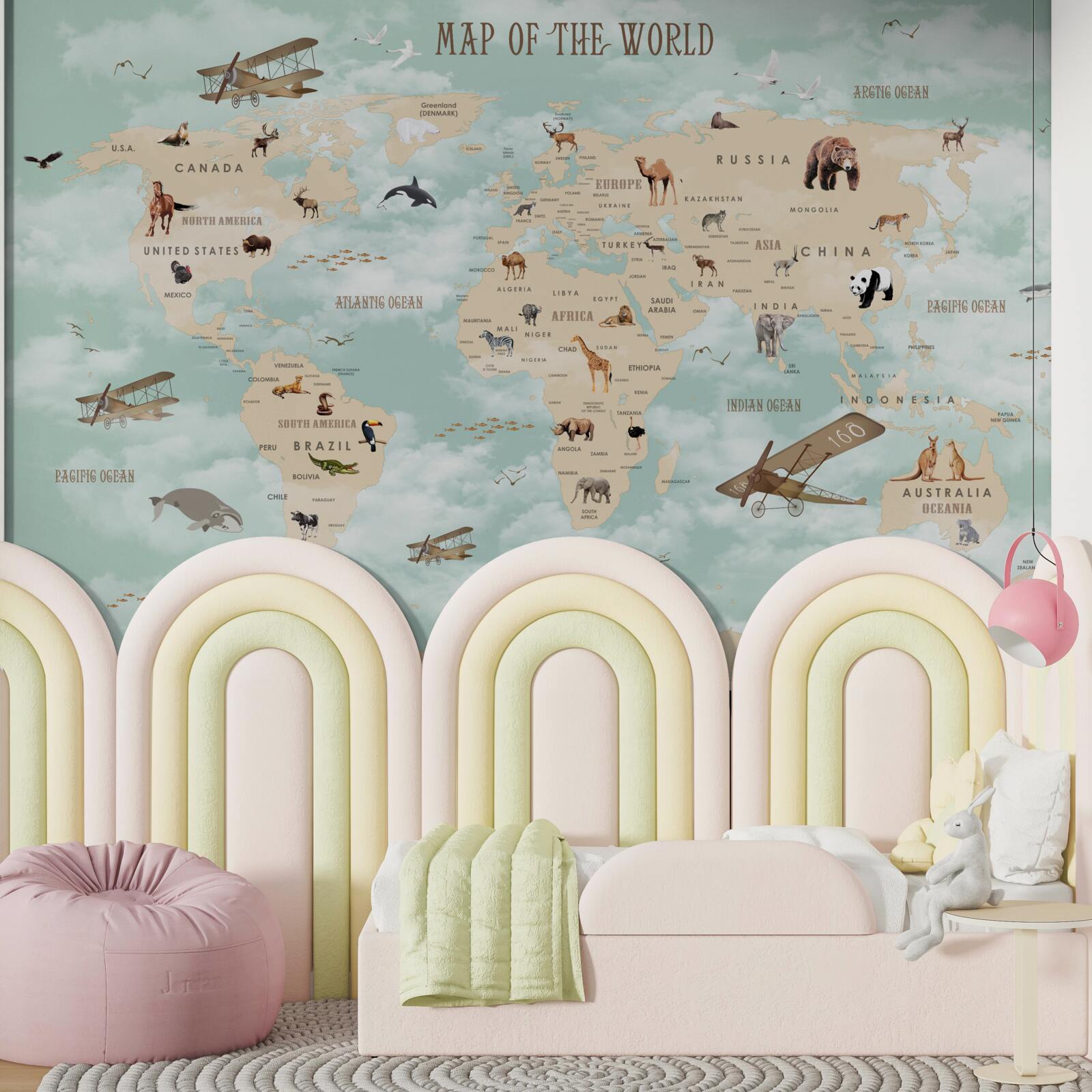 Fototapet fauna în atlasul geografic