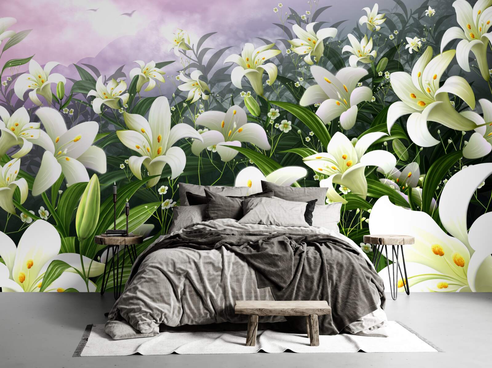 Fototapet covor alb ca zăpada de crini