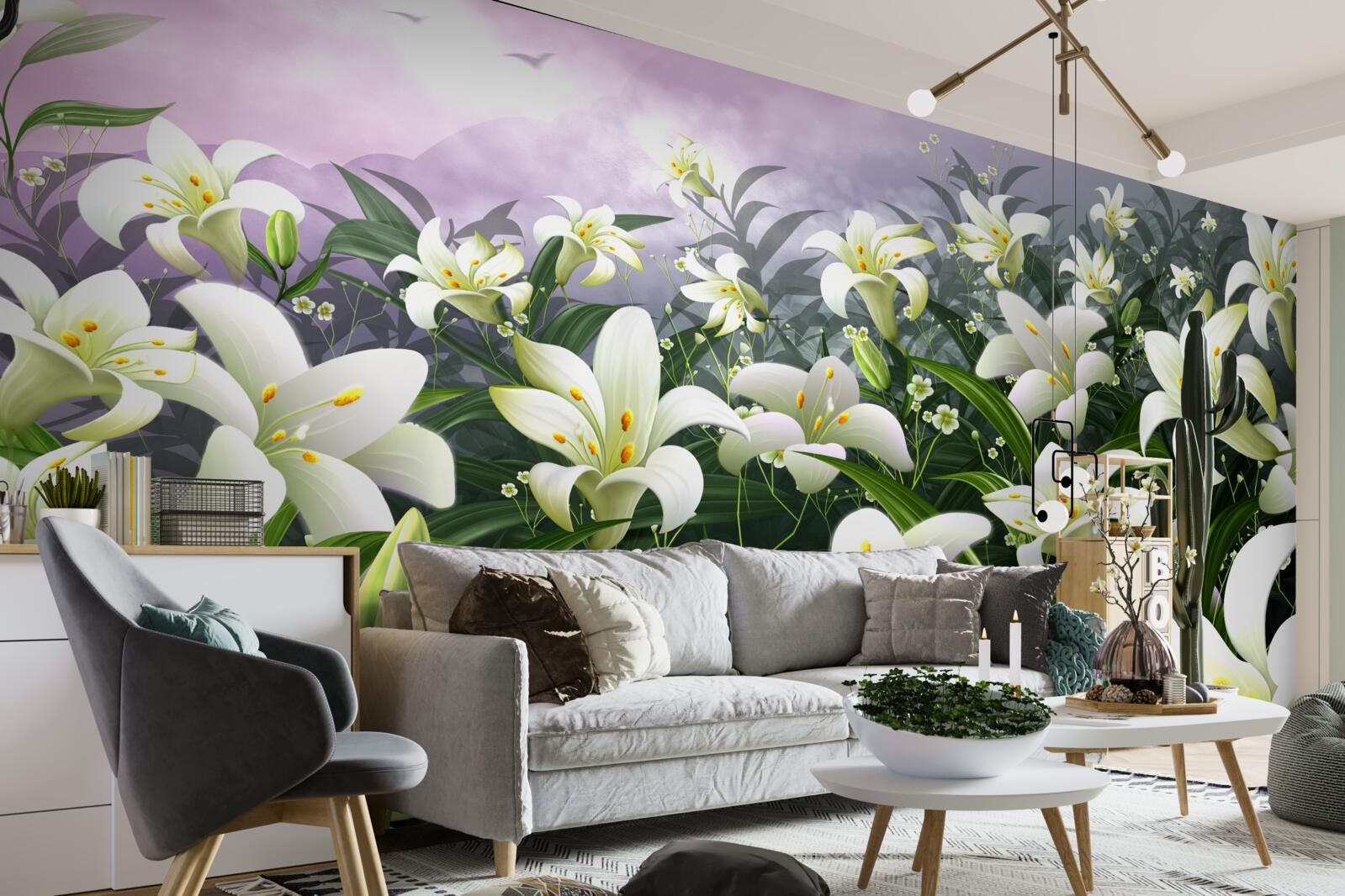 Fototapet covor alb ca zăpada de crini