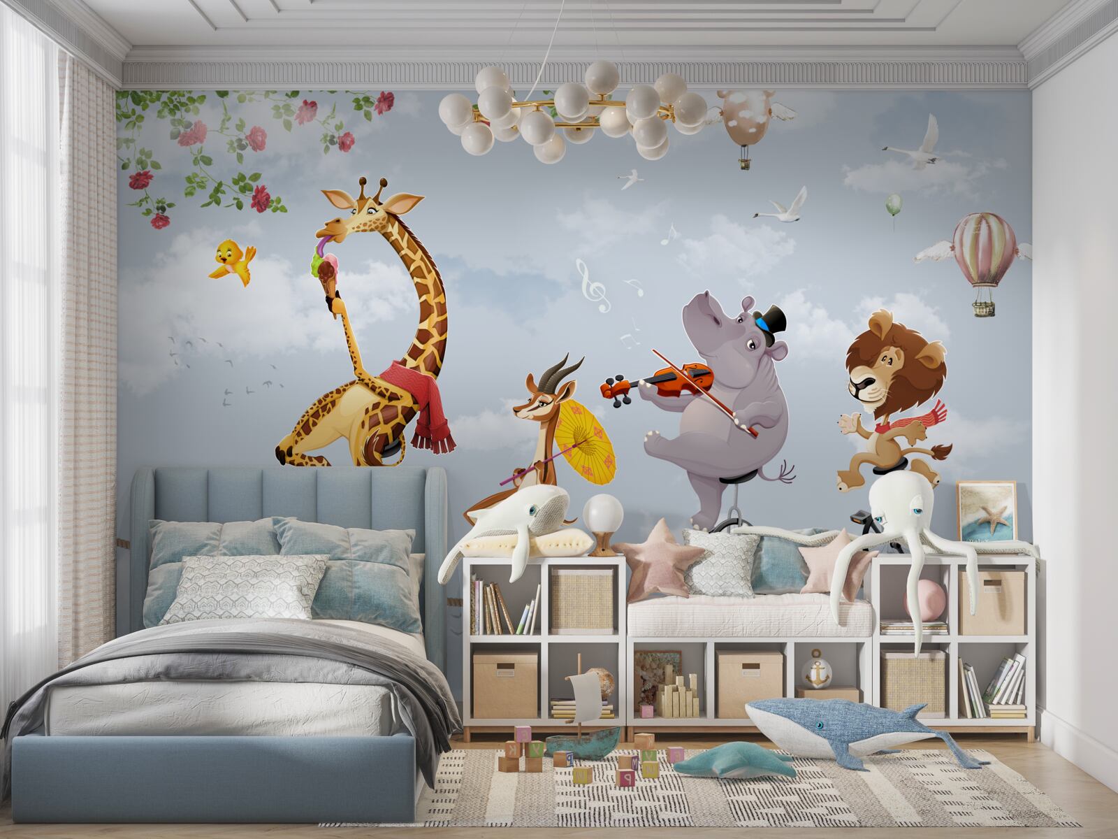 Fototapet animale de circ pe o frânghie