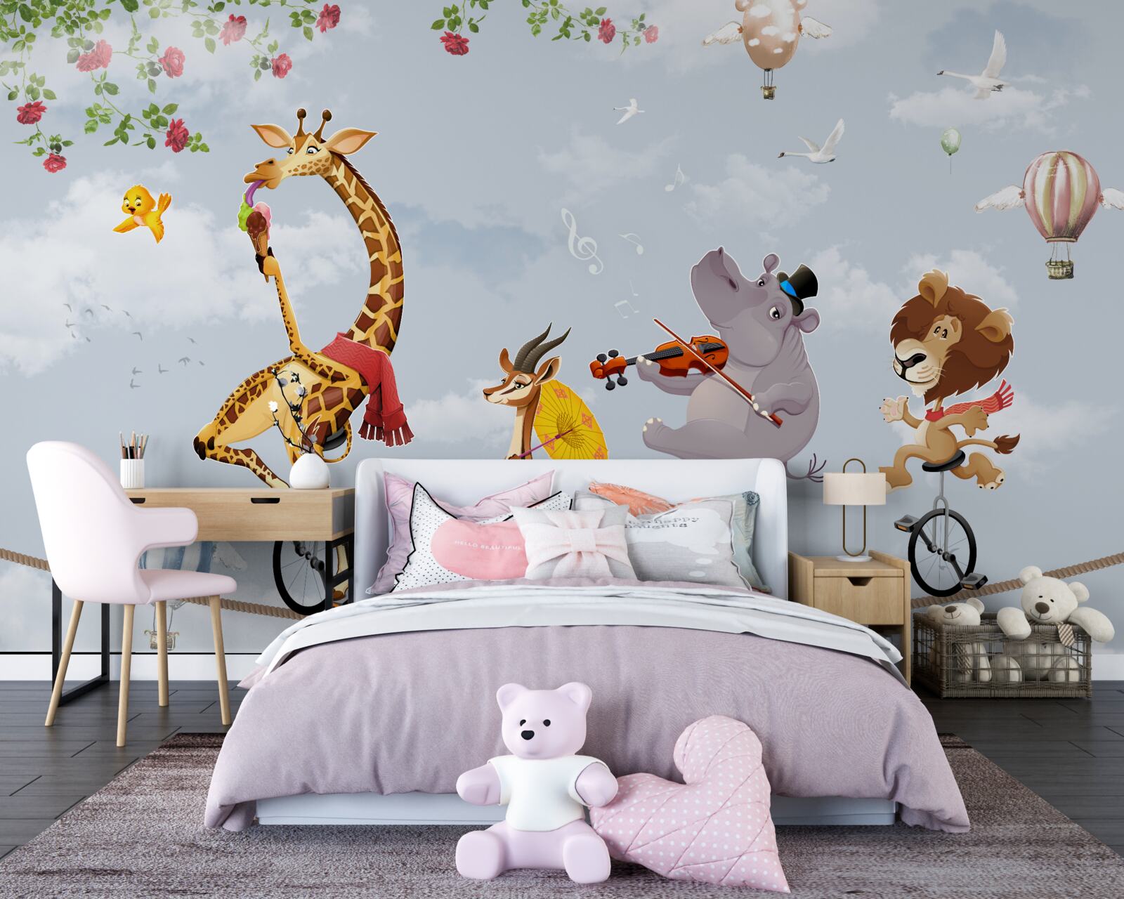 Fototapet animale de circ pe o frânghie