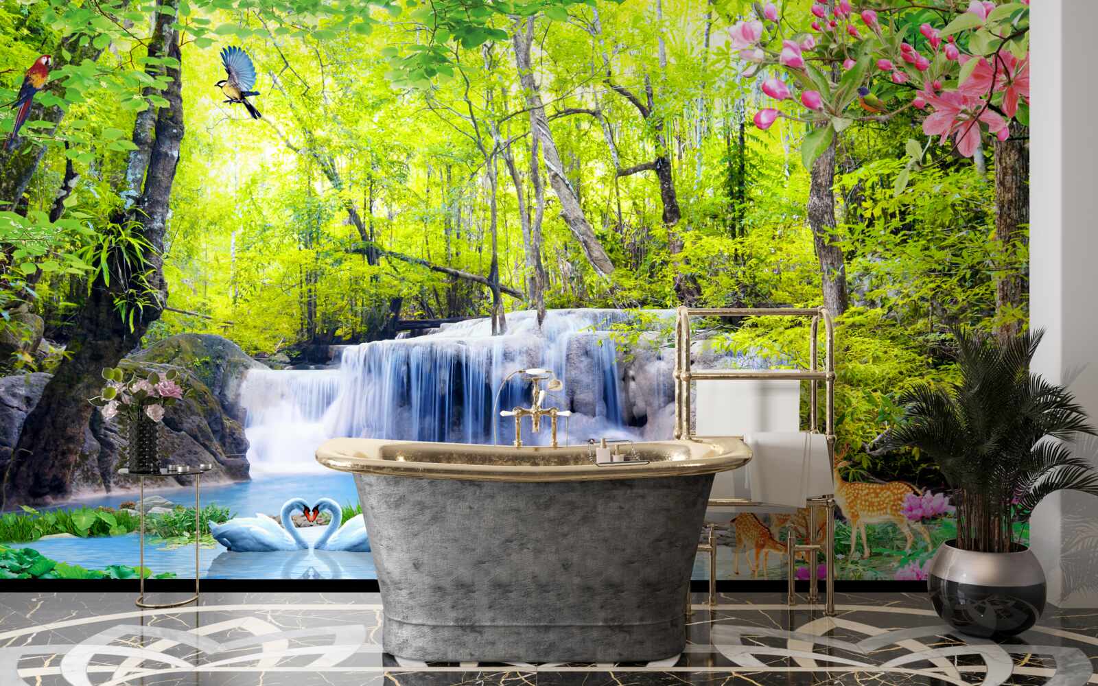 Fototapet cascada de vară are magia naturii în ea