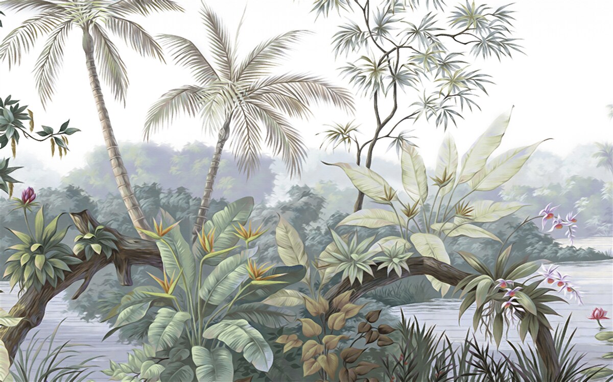 Fototapet plante în junglă după ploaie