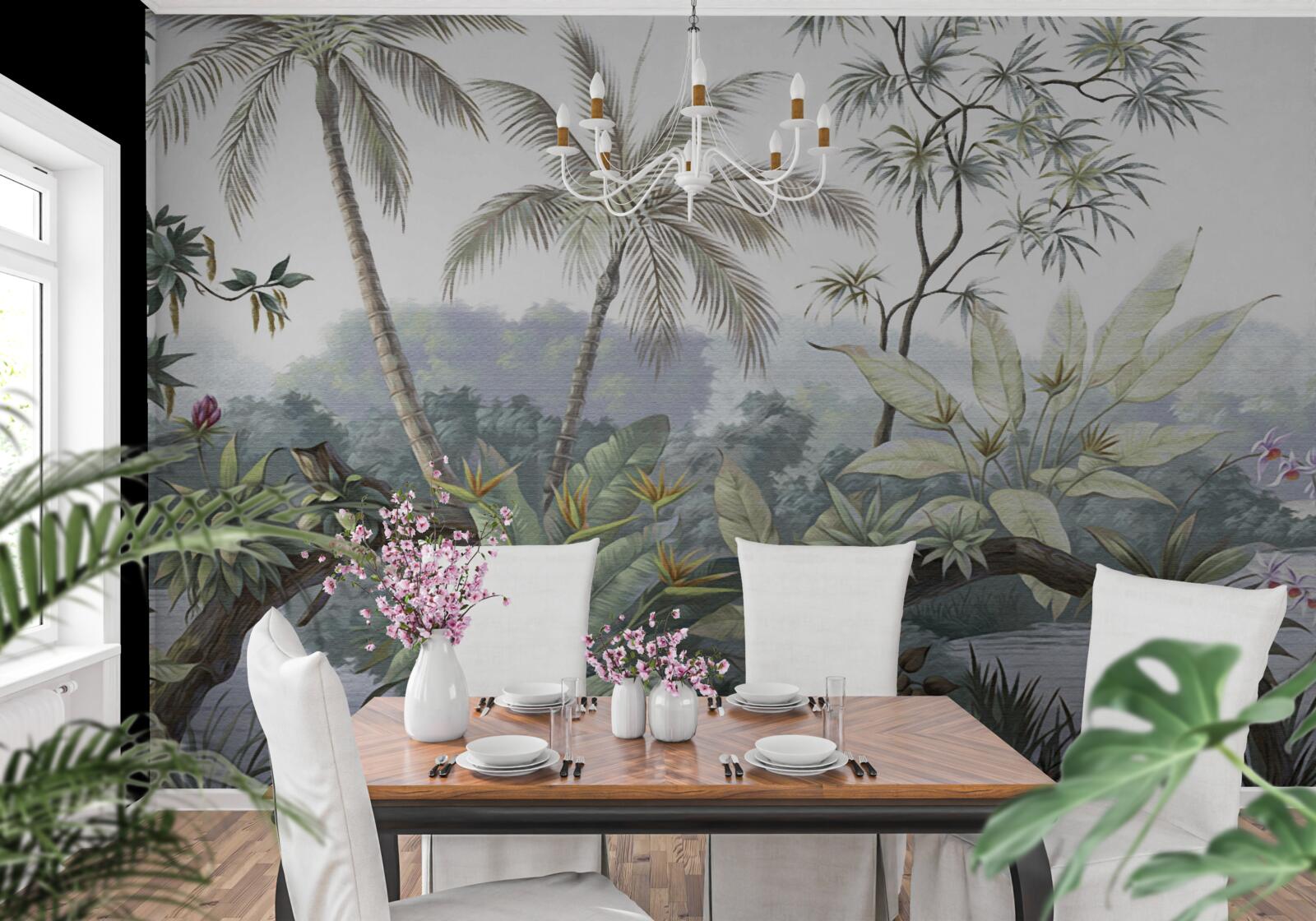 Fototapet plante în junglă după ploaie