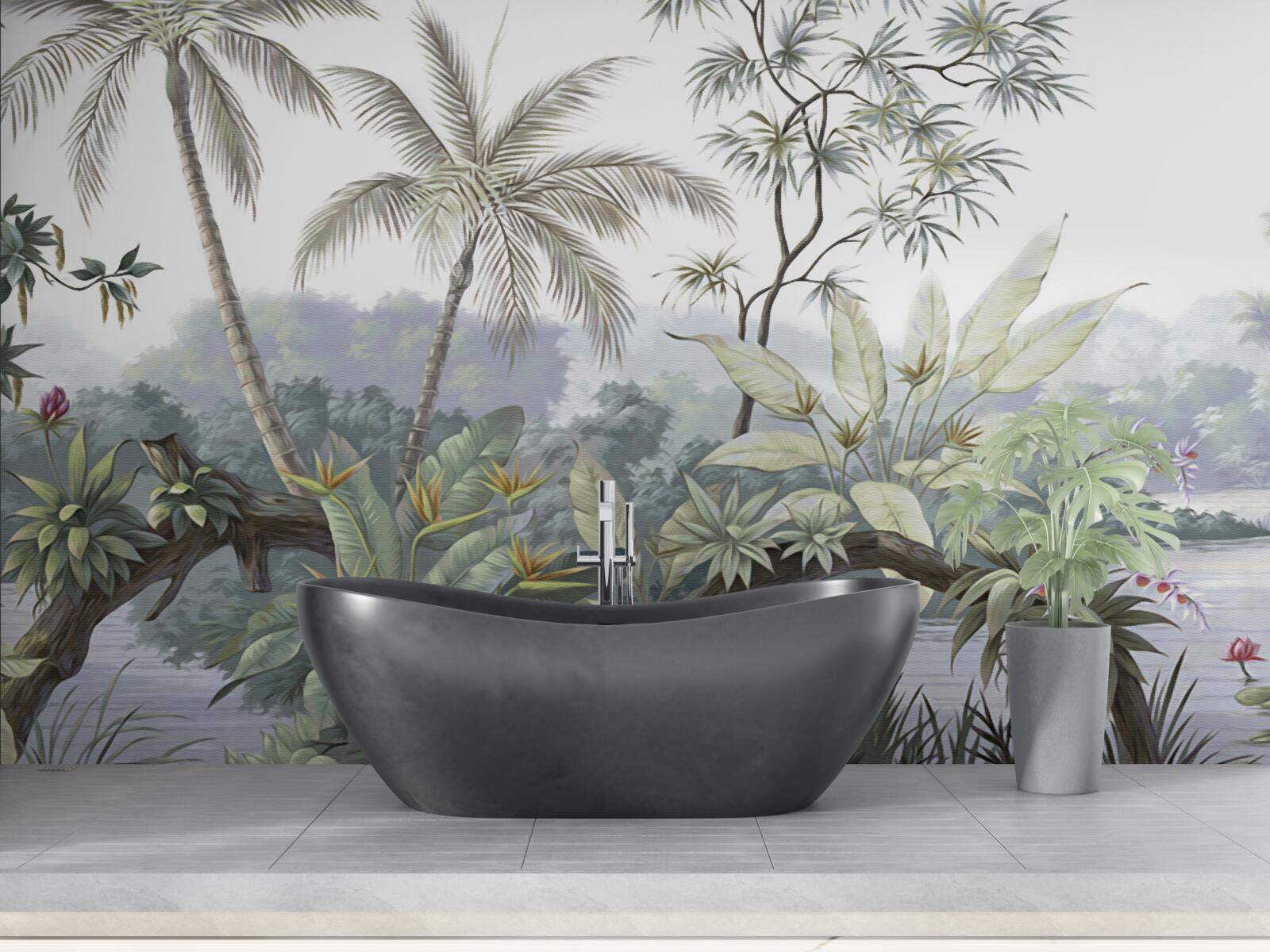 Fototapet plante în junglă după ploaie