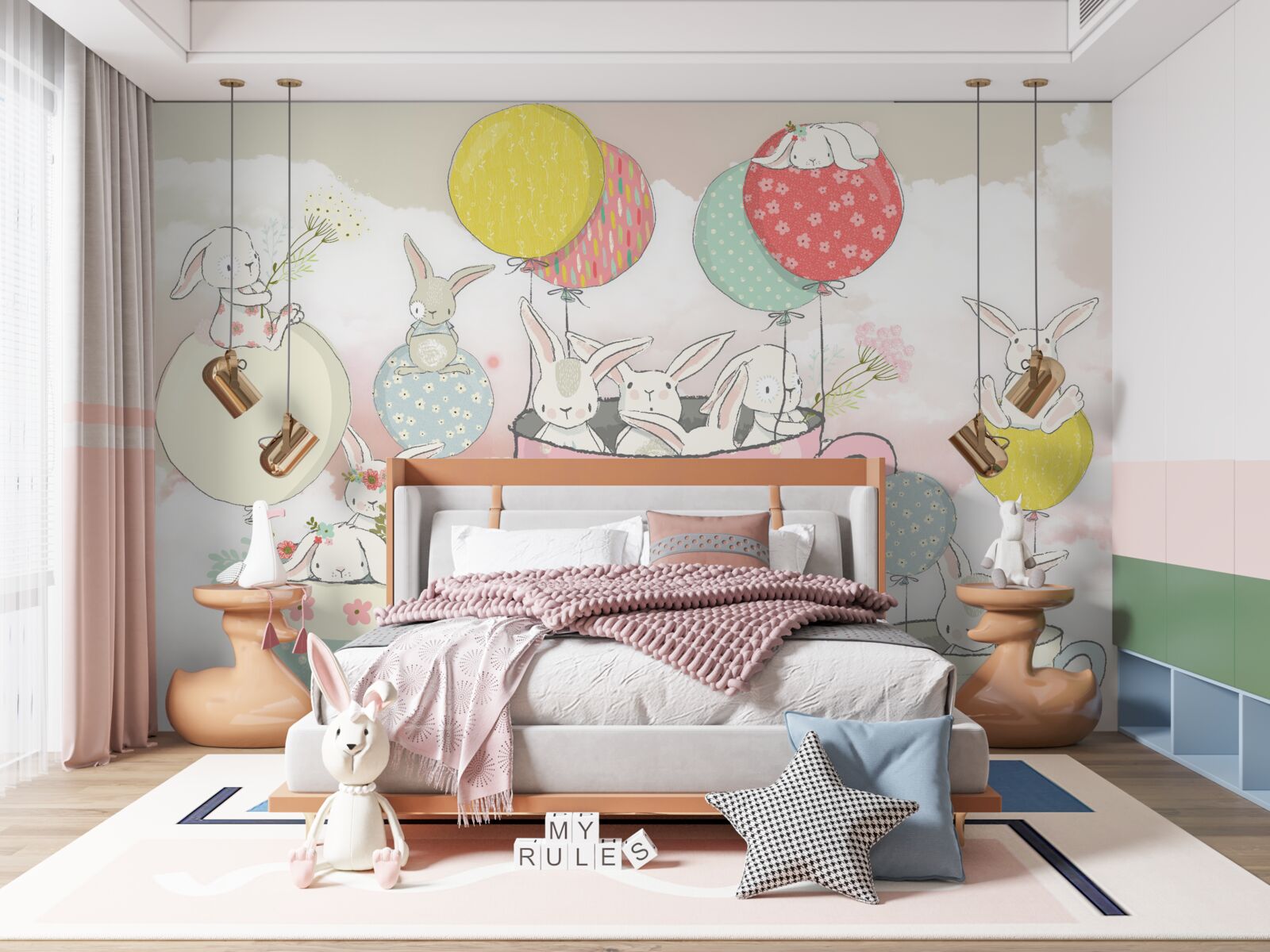 Fototapet iepuri în cercuri