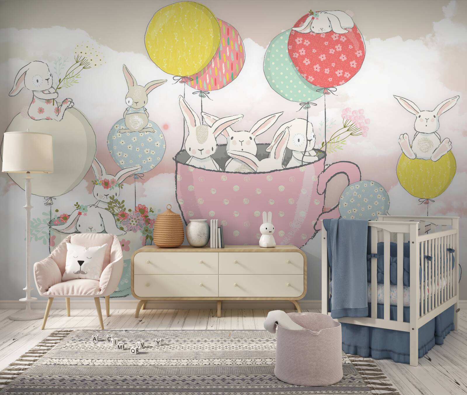 Fototapet iepuri în cercuri