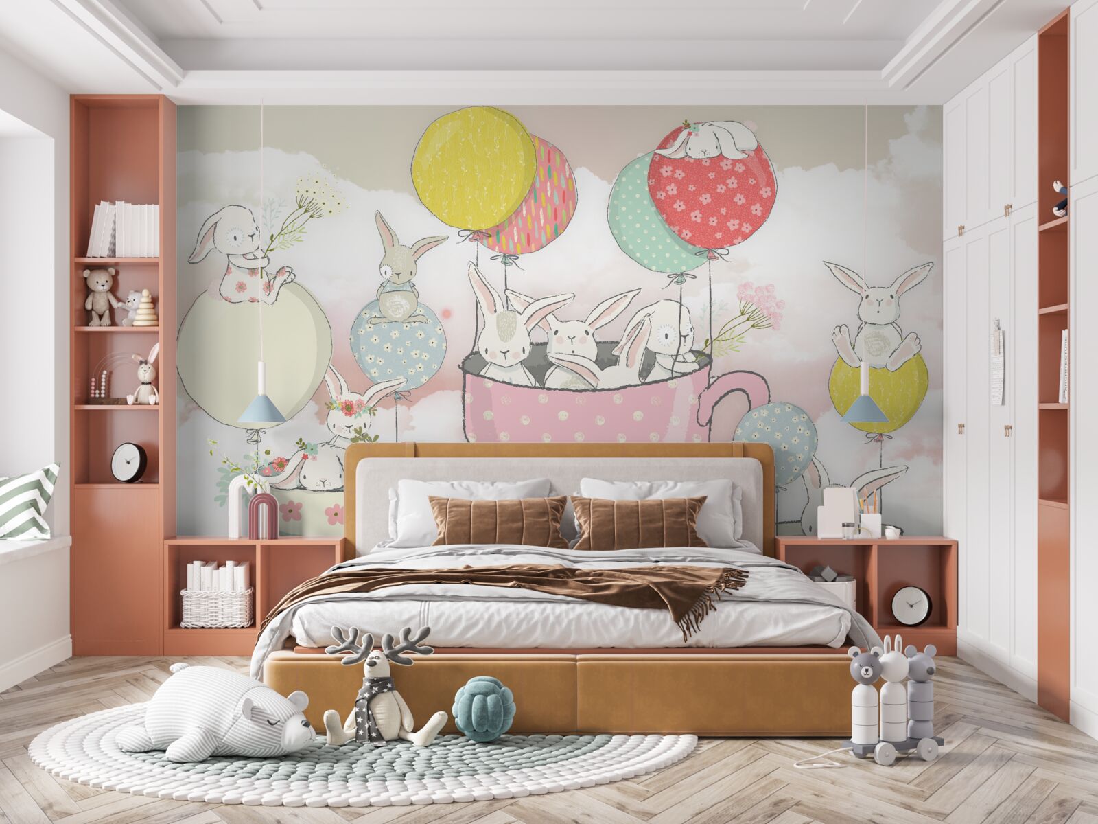 Fototapet iepuri în cercuri