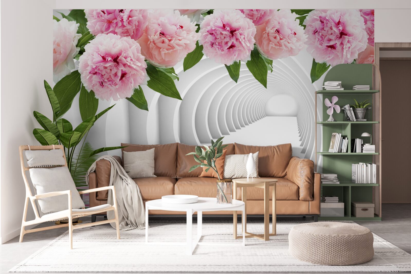 Fototapet bujori în roz deasupra suprafeței apei