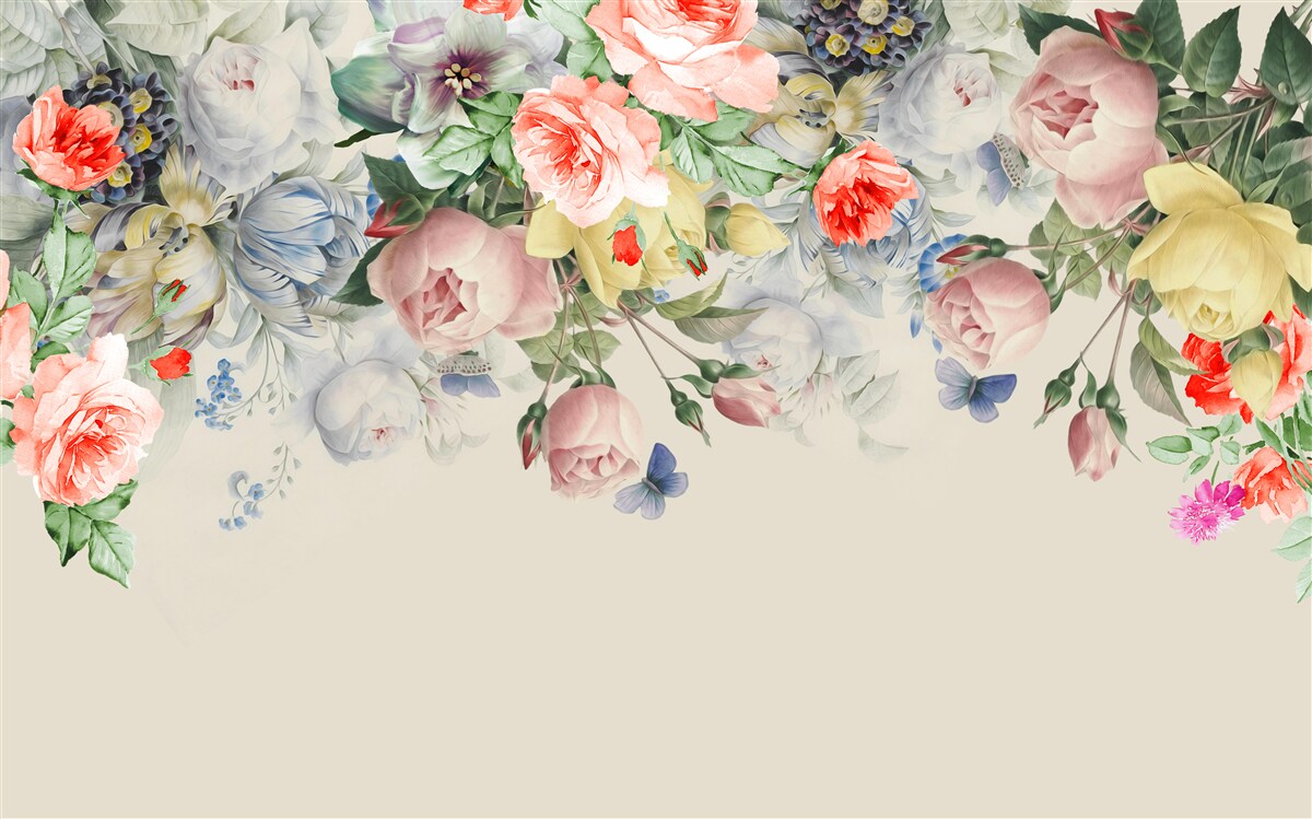 Fototapet o varietate uluitoare de hârtie florală