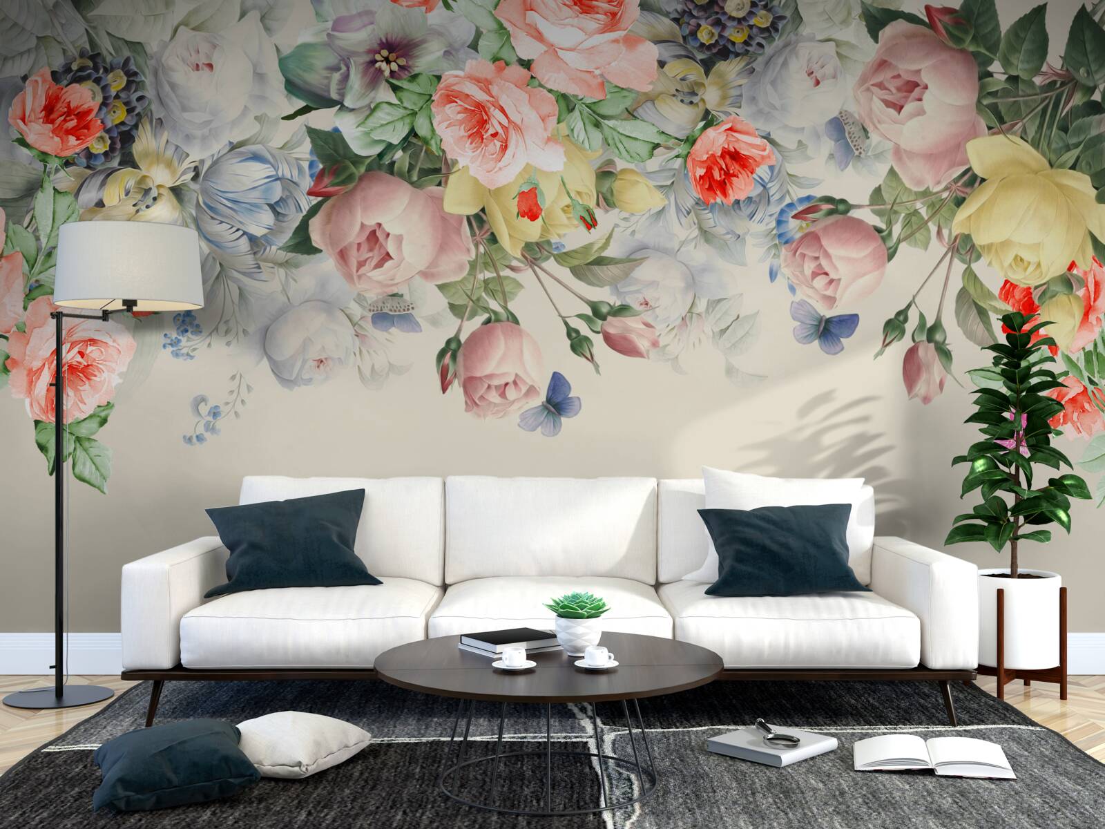 Fototapet o varietate uluitoare de hârtie florală