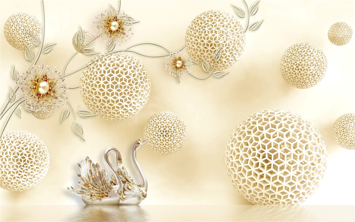 Fototapet Lebedele alunecă pe cer și florile se subțiază ca bronzul