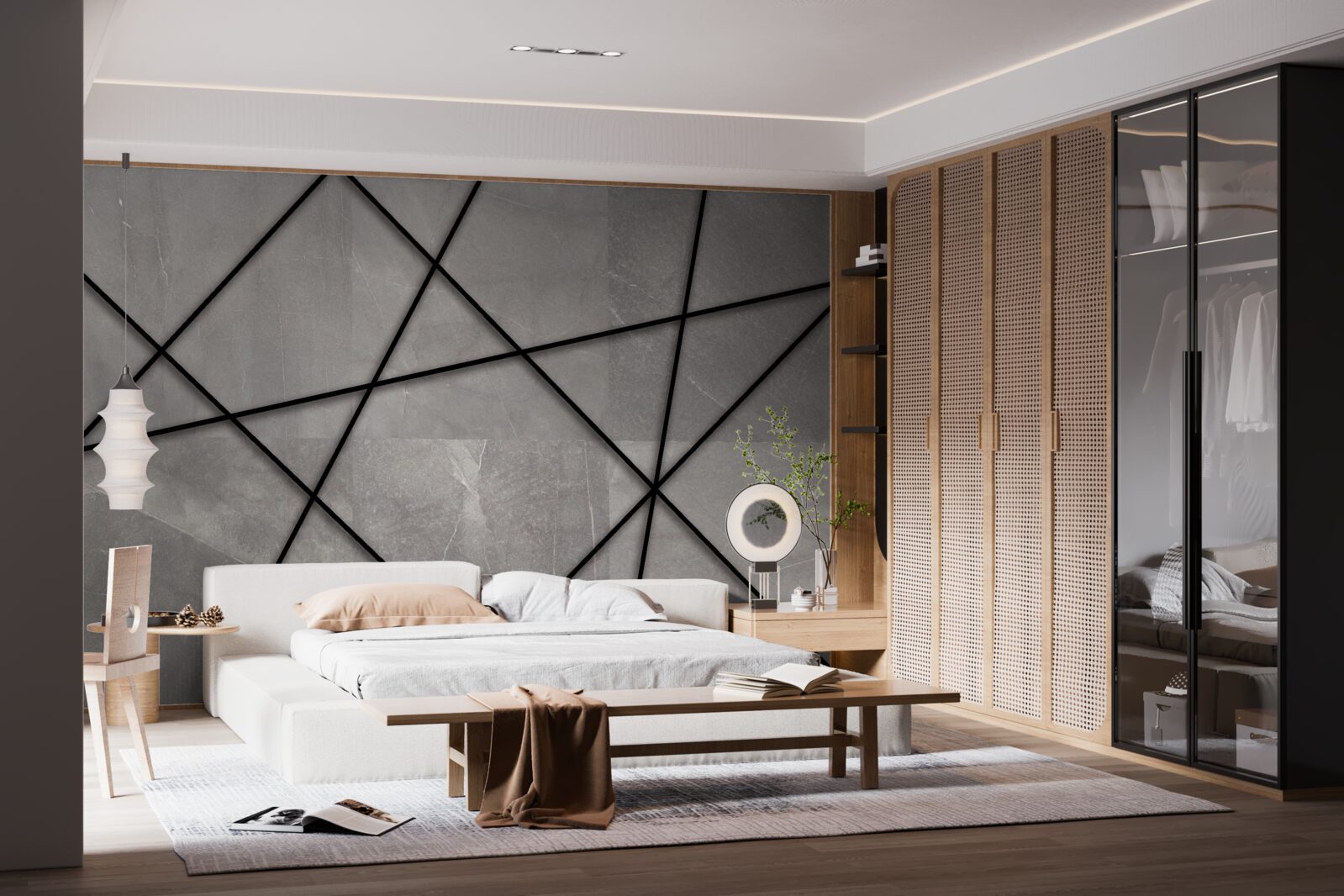 Fototapet contururi negre pe un fundal gri