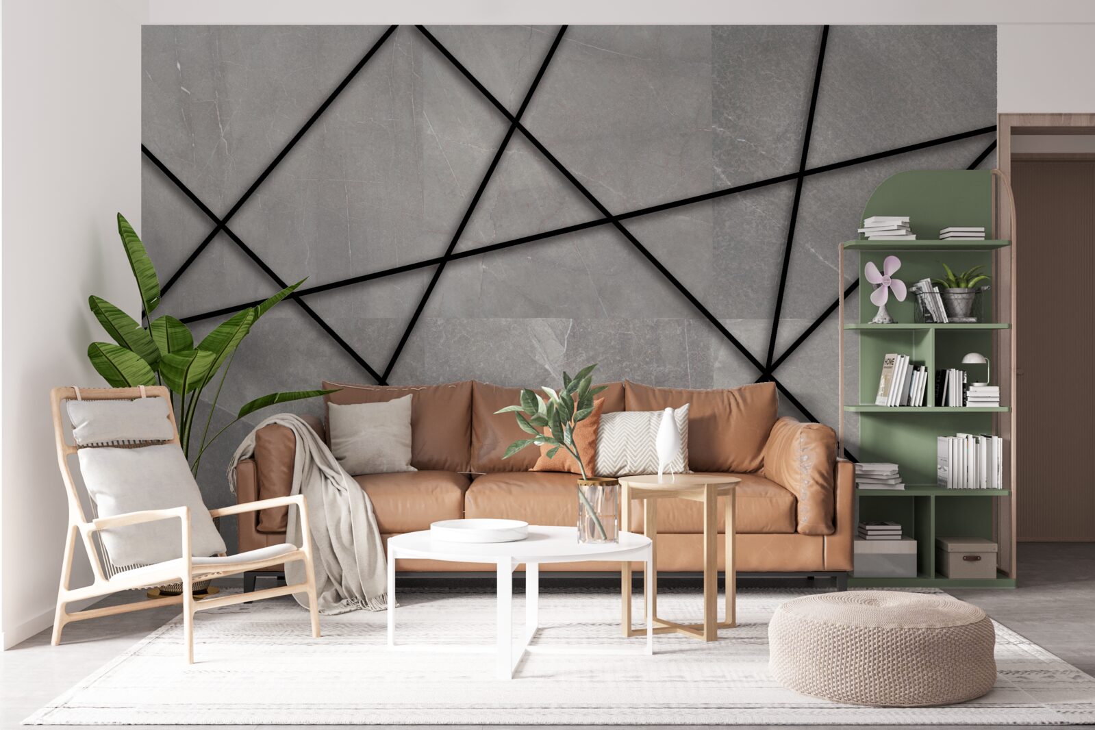 Fototapet contururi negre pe un fundal gri