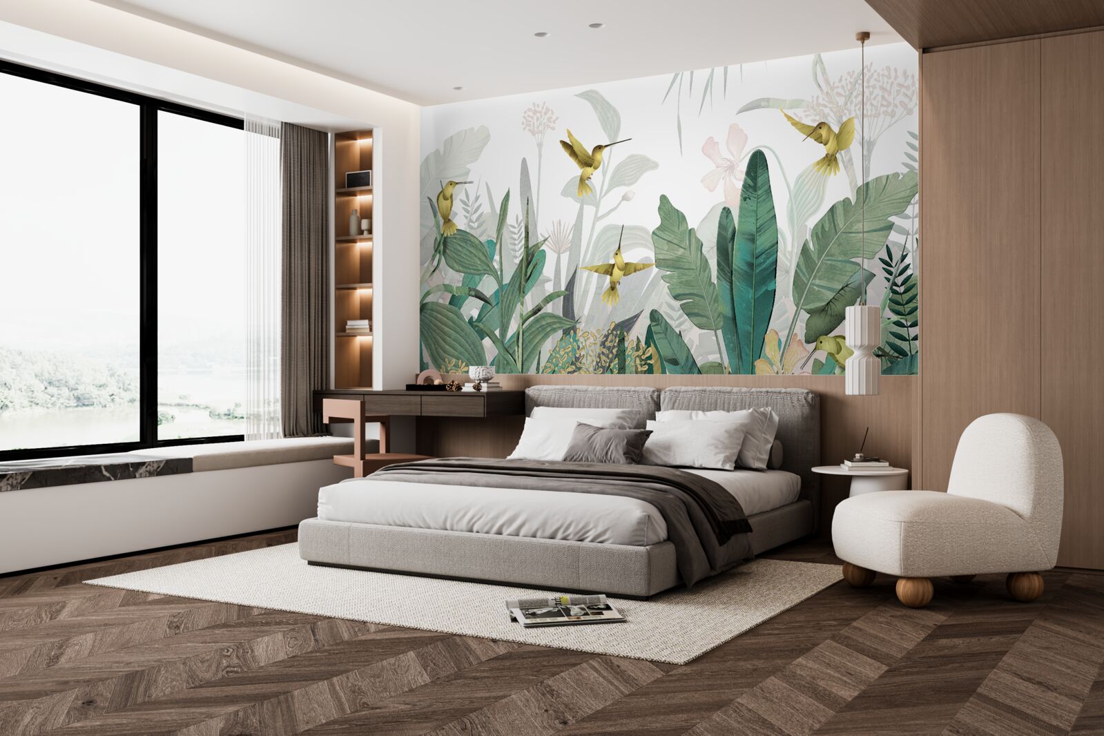 Fototapet grup de păsări colibri la tropice