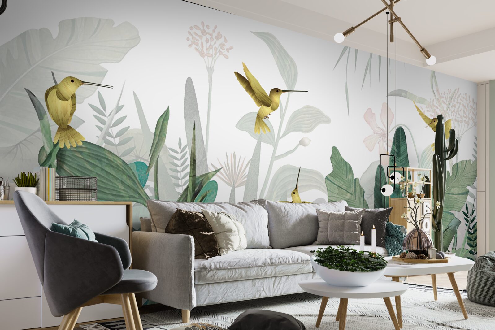 Fototapet grup de păsări colibri la tropice