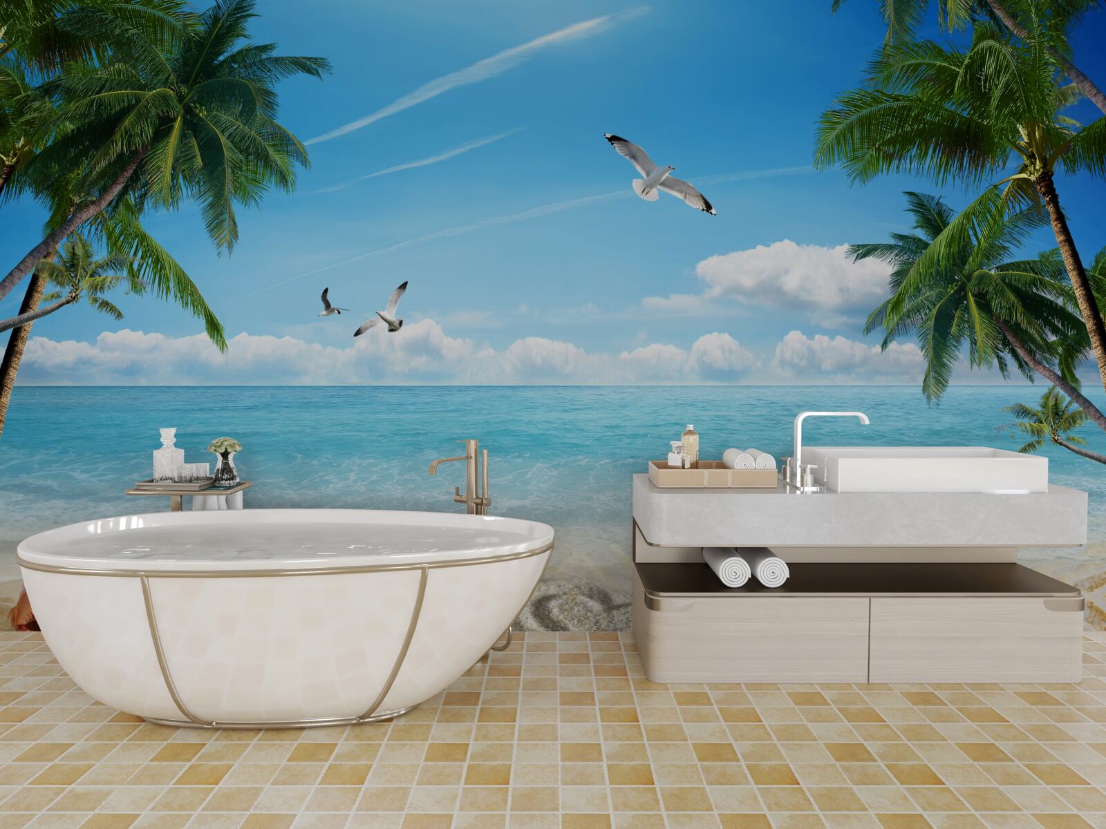 Fototapet ocean și plajă nisipoasă