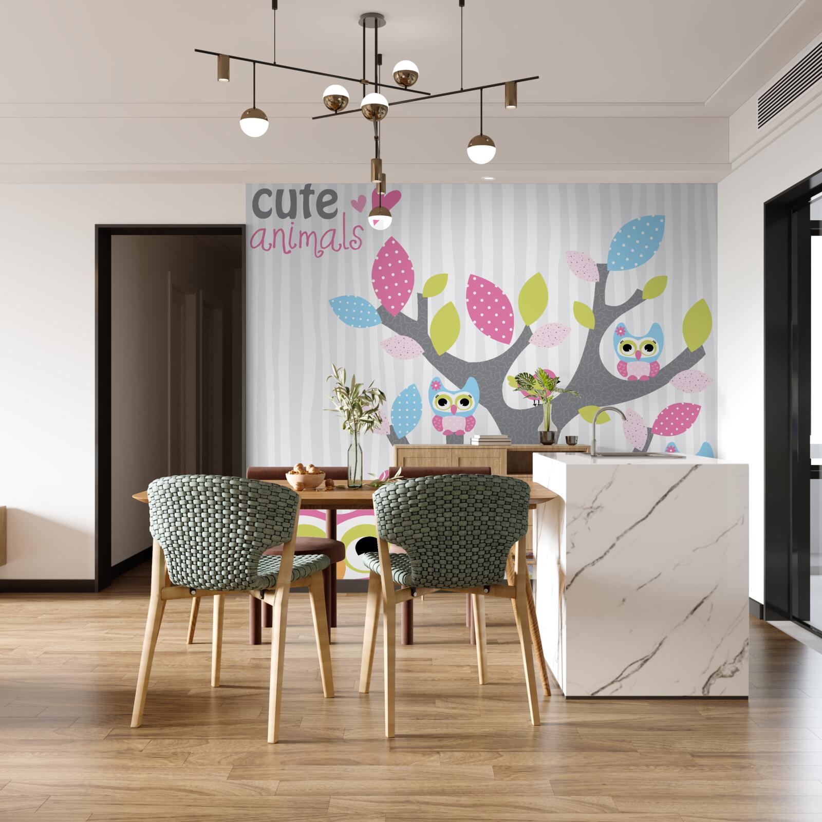 Fototapet pui de bufniță pe ramuri