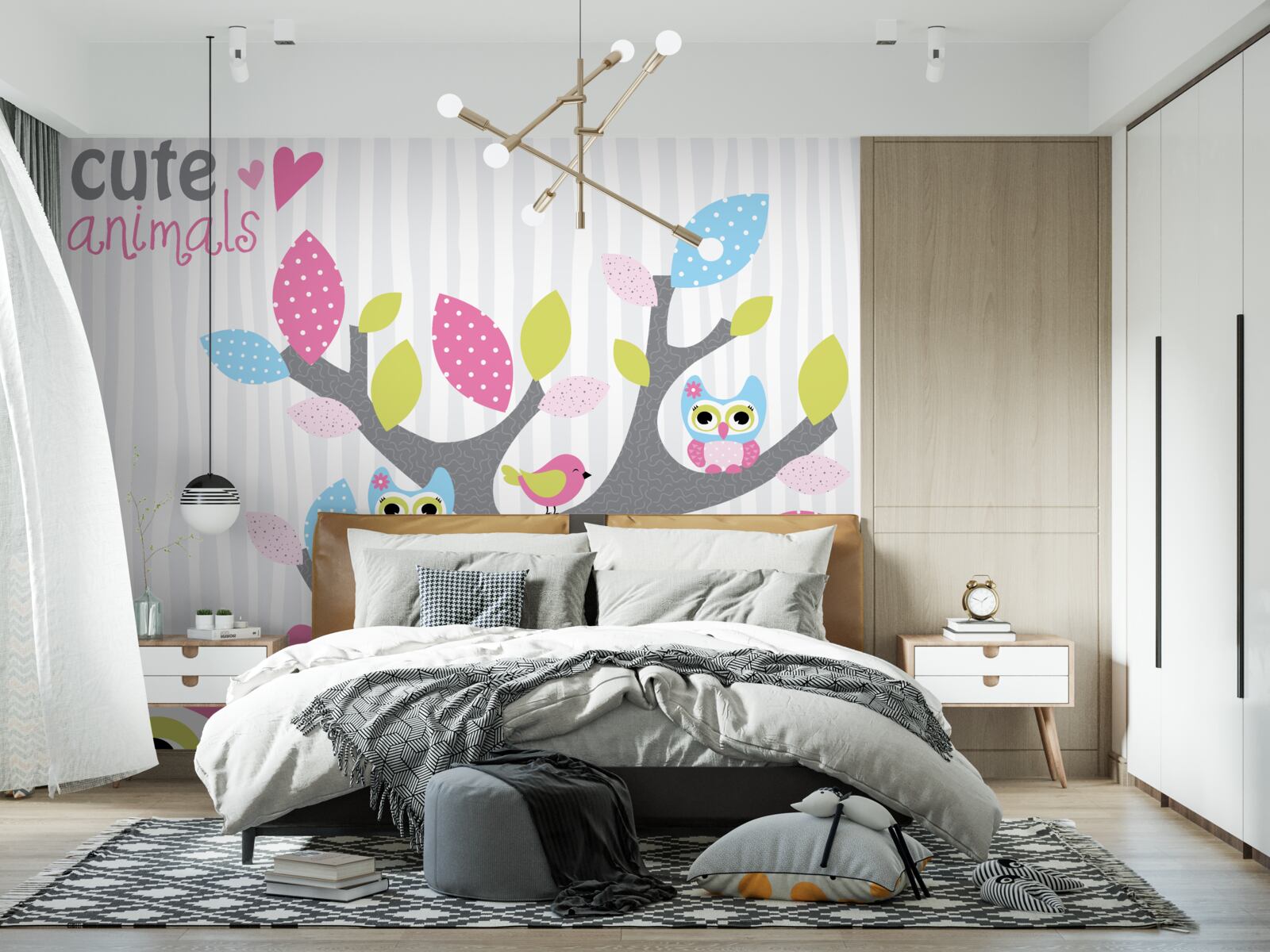 Fototapet pui de bufniță pe ramuri