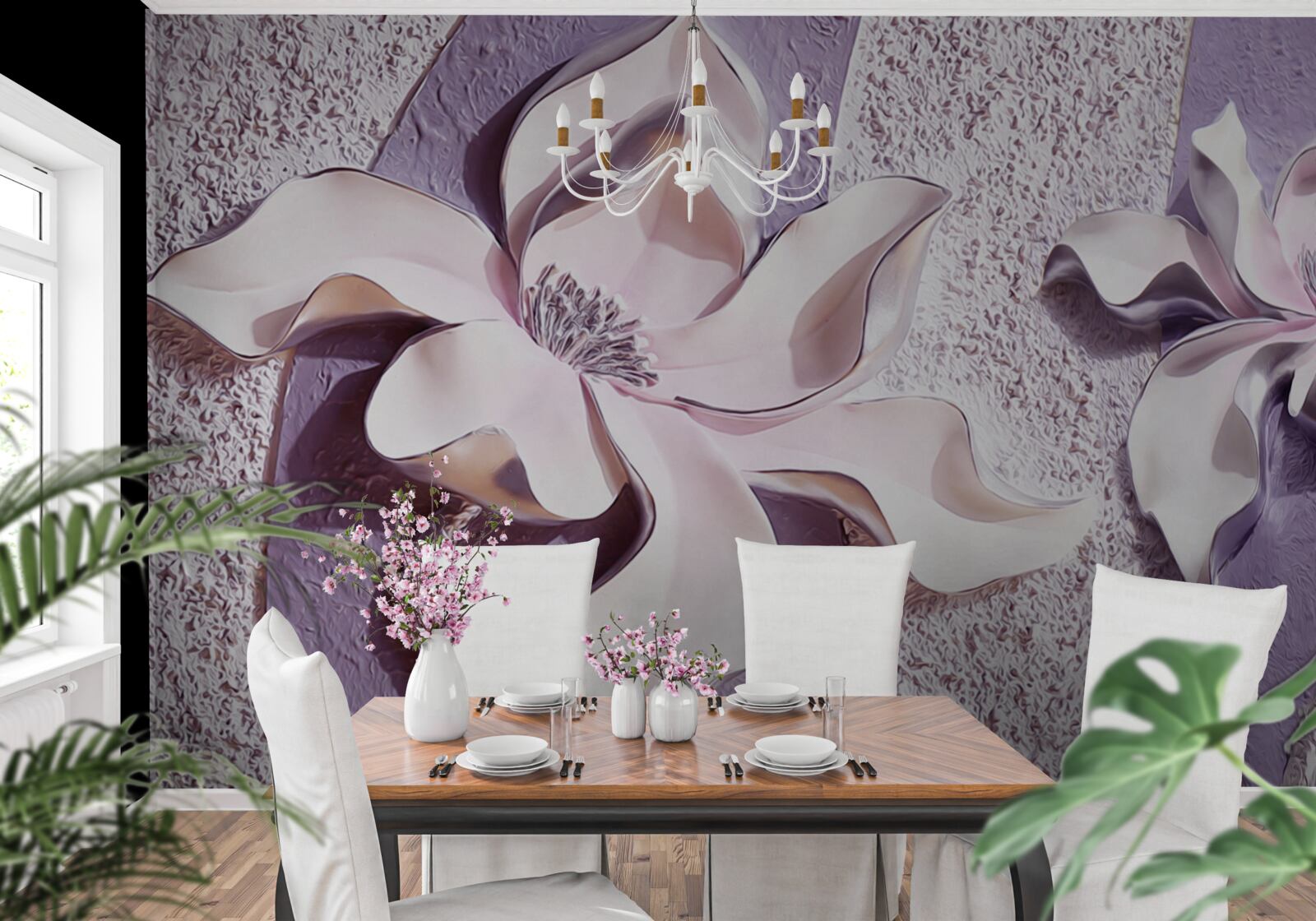 Fototapet crin alb din porțelan decorat cu pietre