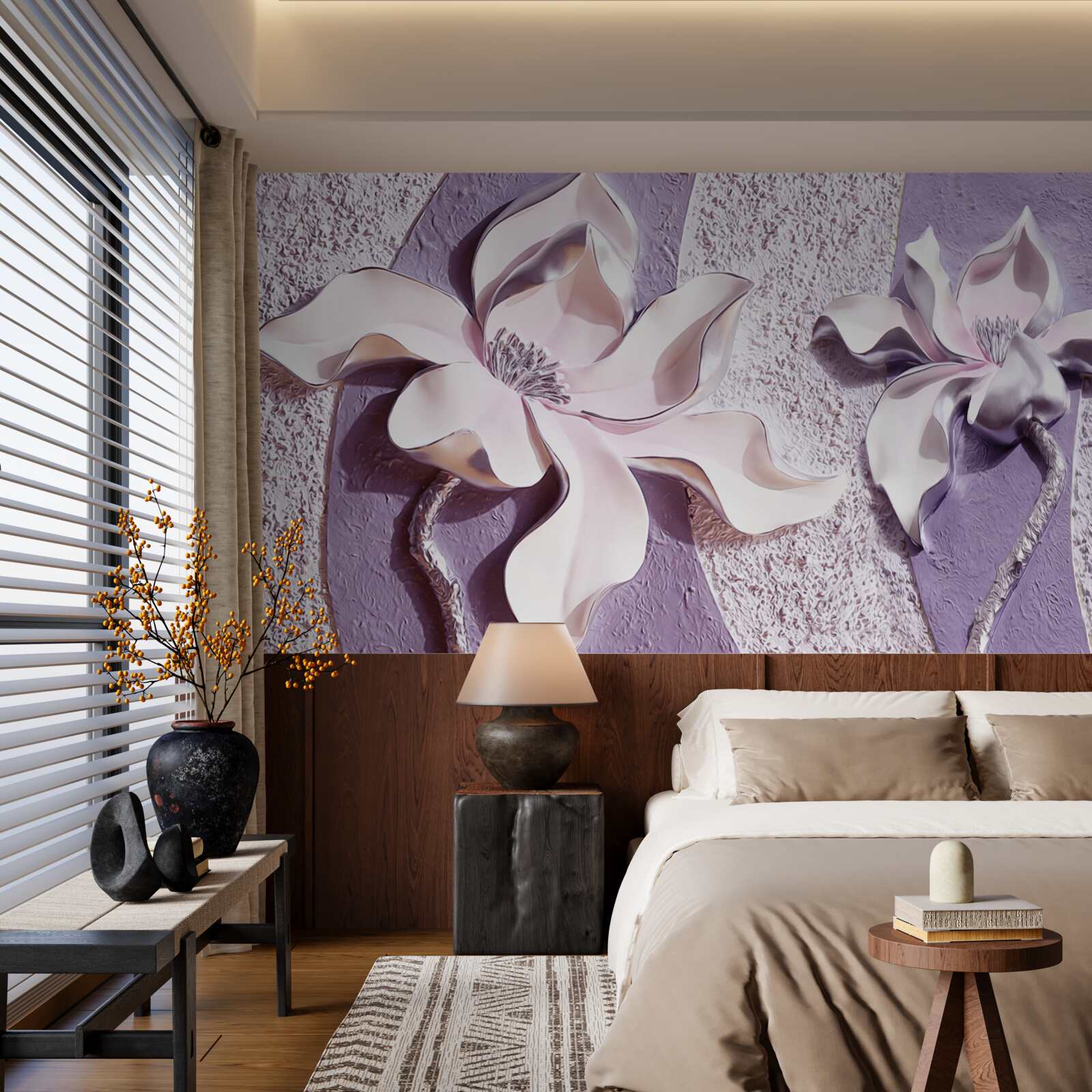 Fototapet crin alb din porțelan decorat cu pietre