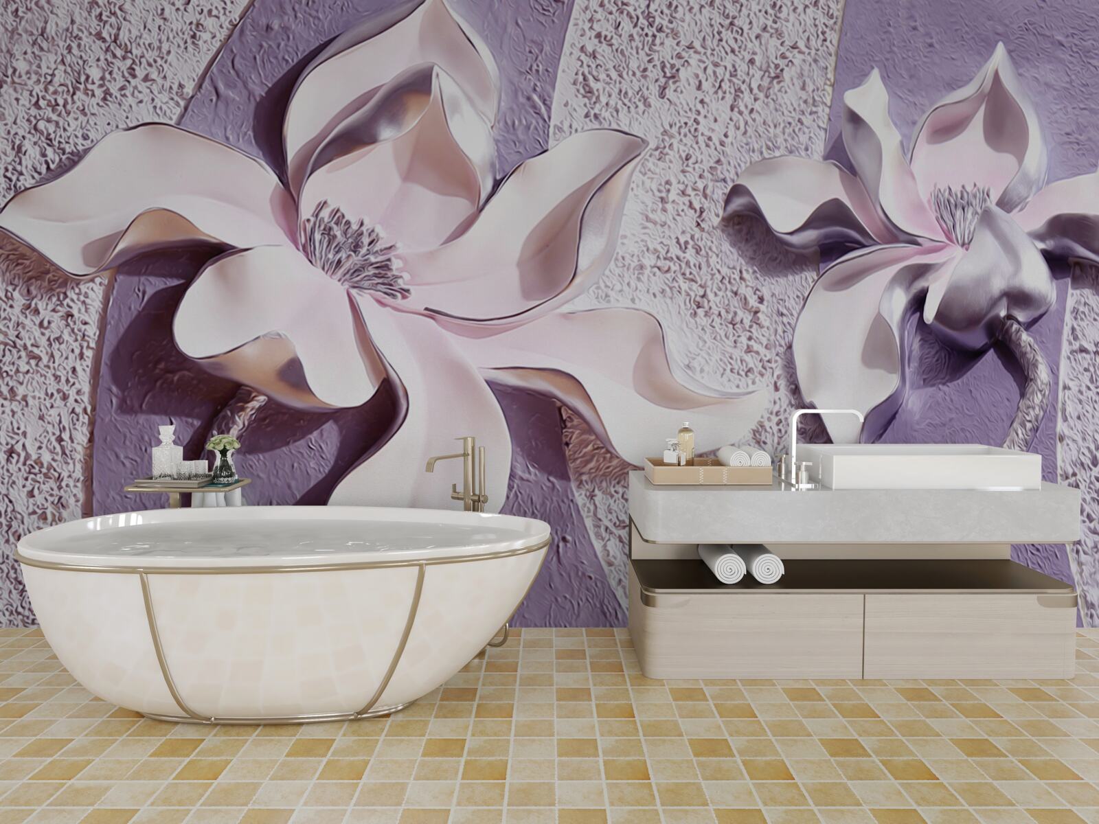 Fototapet crin alb din porțelan decorat cu pietre