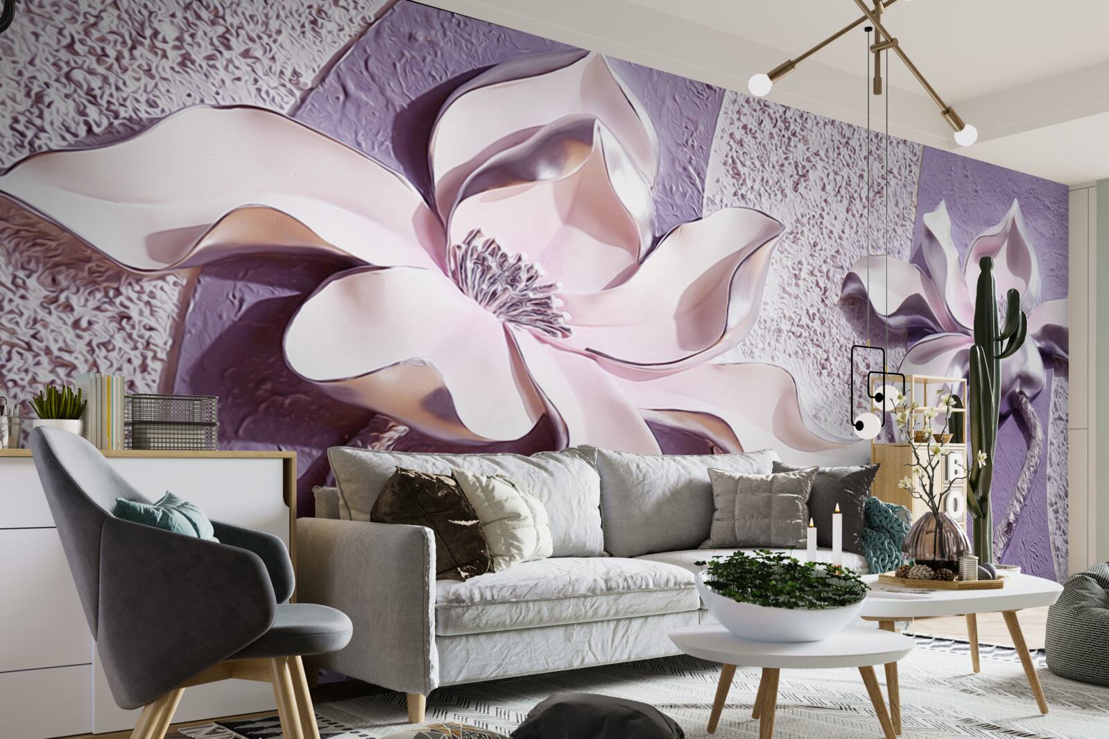 Fototapet crin alb din porțelan decorat cu pietre