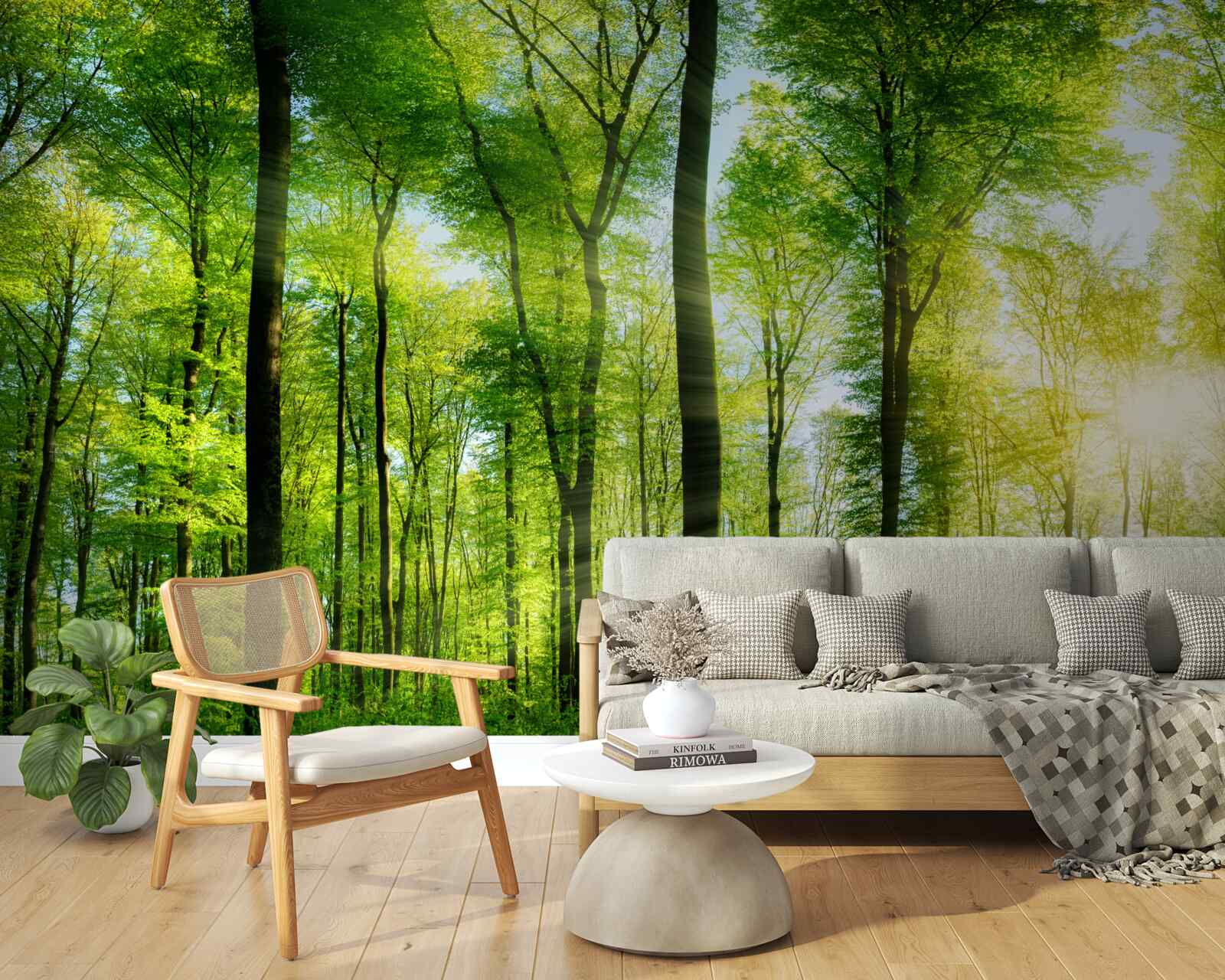 Fototapet razele soarelui pătrund în frunzele copacilor