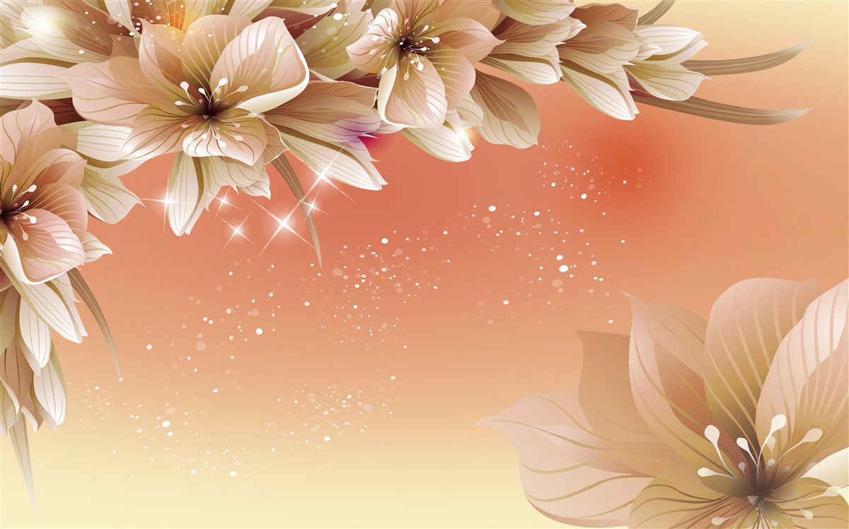 Fototapet flori albe care înfloresc pe o ramură pe un fundal de apus de soare