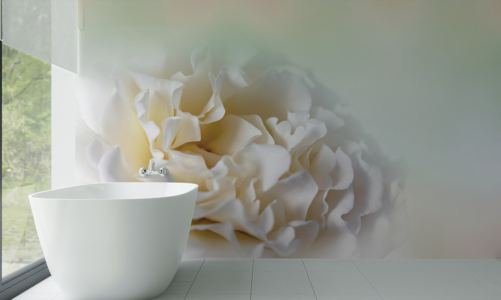 Fototapet fundal de bujori în tonuri cremoase și pufoase