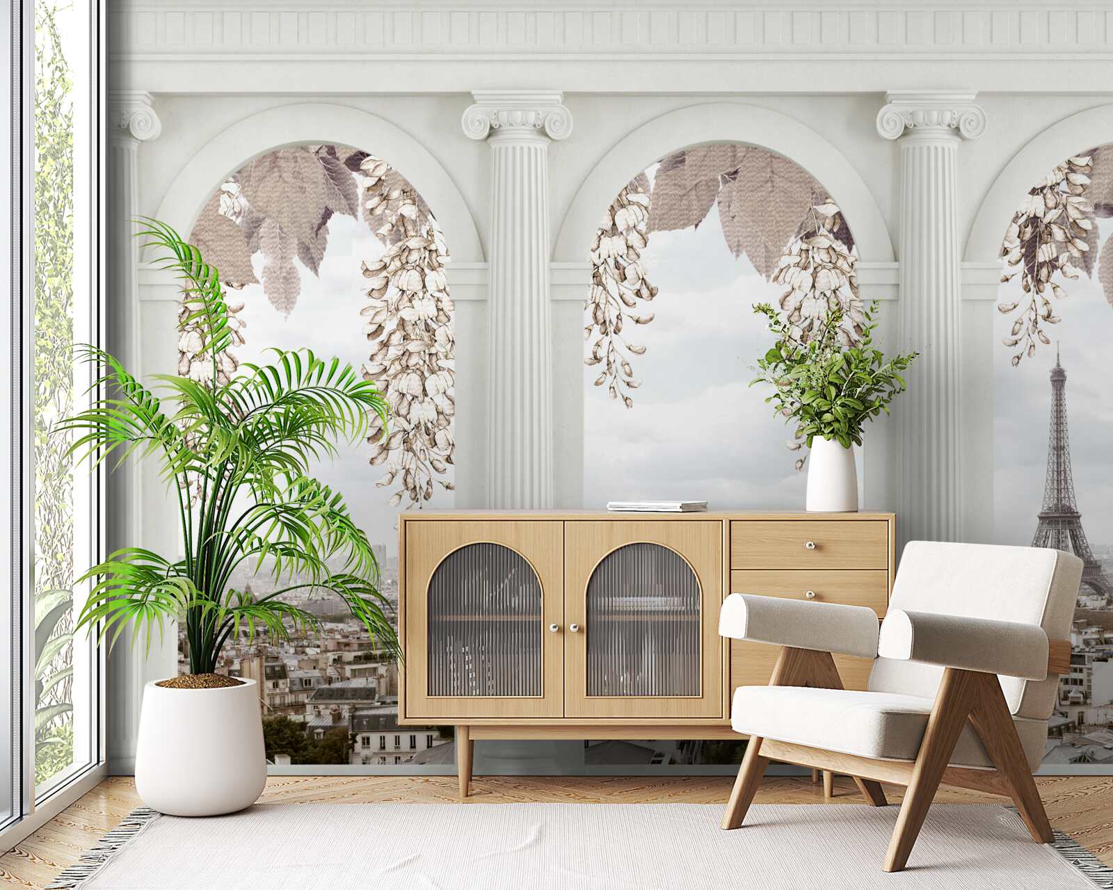 Fototapet arcade florale cu vederi uluitoare ale parisului