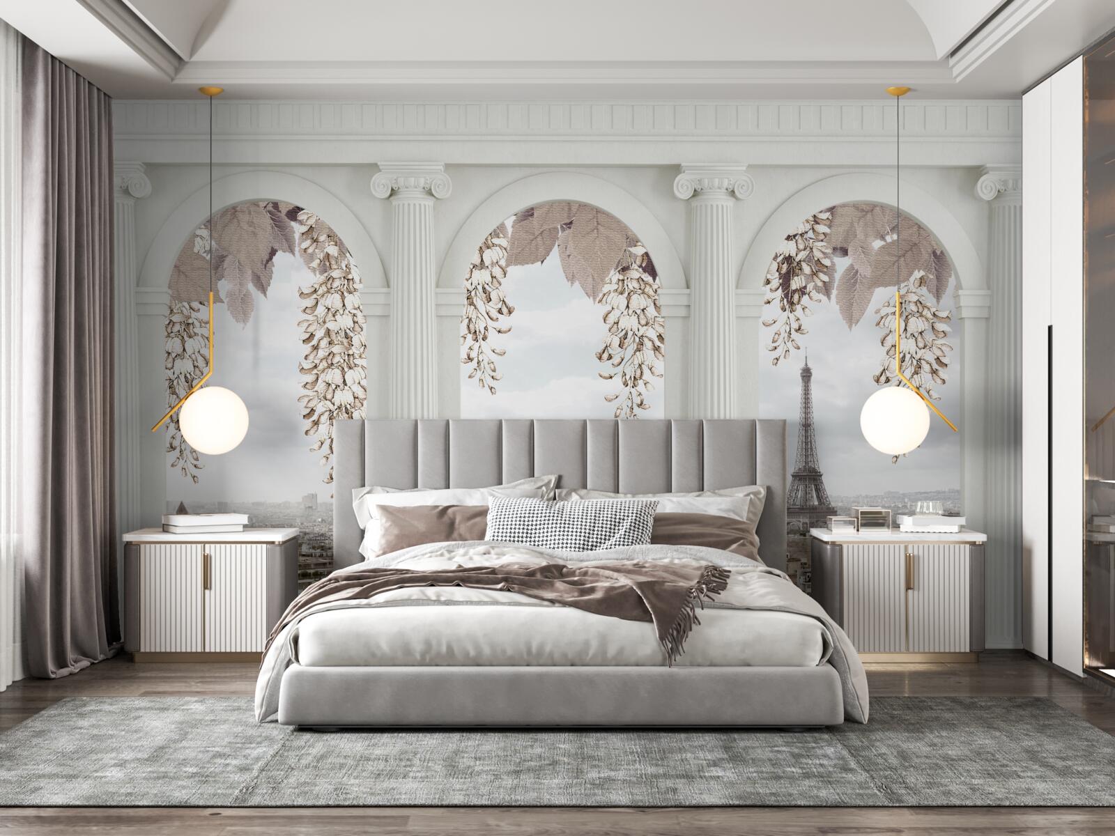 Fototapet arcade florale cu vederi uluitoare ale parisului