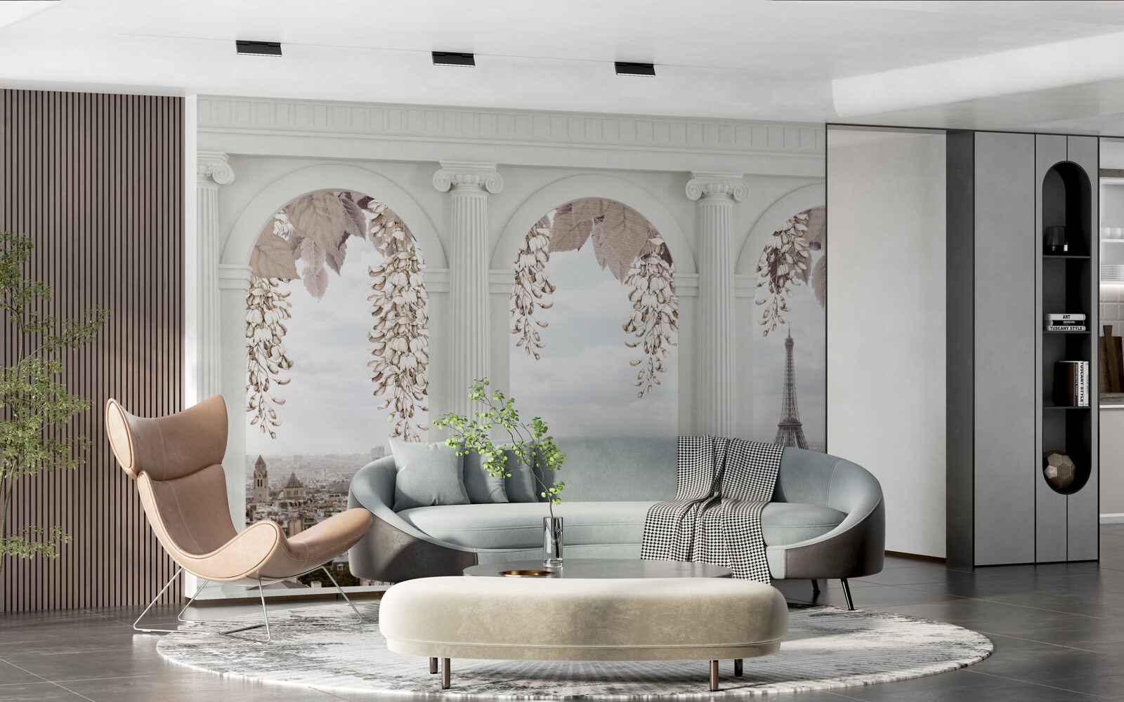 Fototapet arcade florale cu vederi uluitoare ale parisului