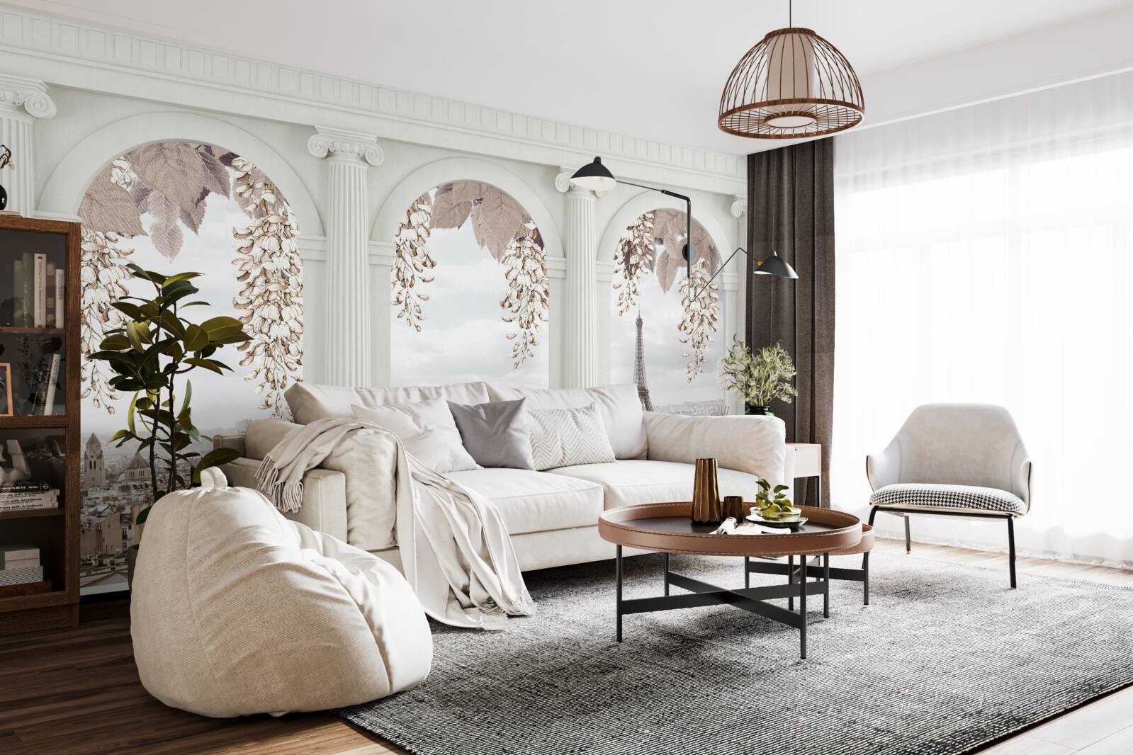 Fototapet arcade florale cu vederi uluitoare ale parisului