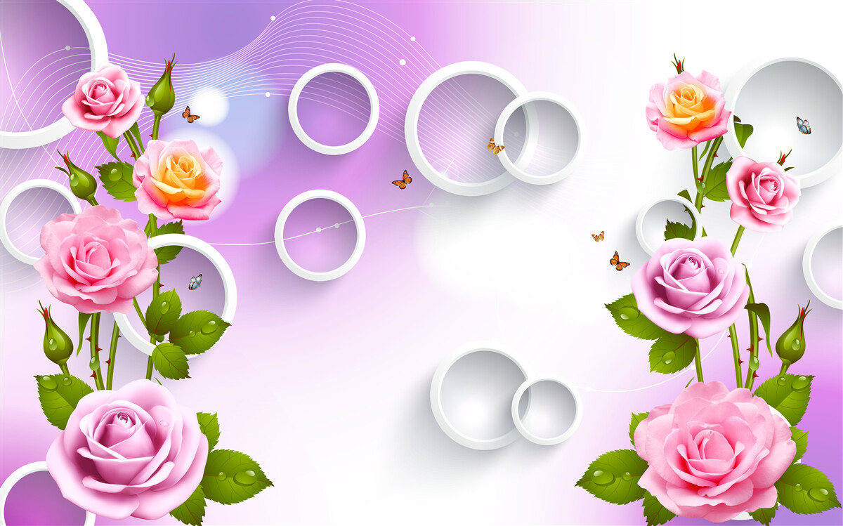 Fototapet set de trandafiri luminoase pe un fundal luminos