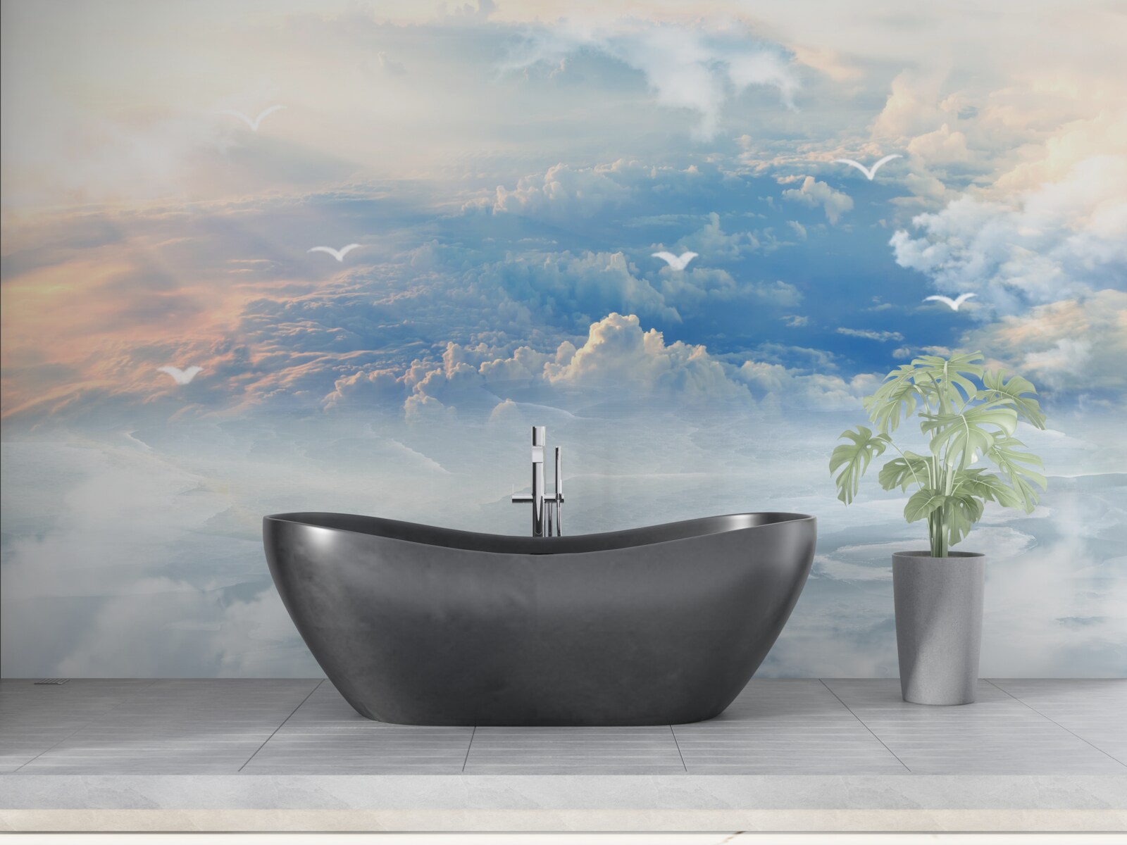 Fototapet norii acoperiți cu puf moale stau liniștiți