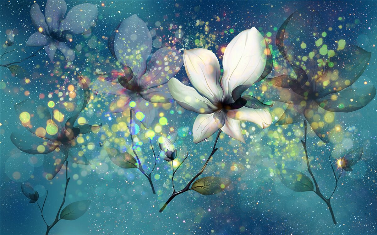 Fototapet culori exclusive pe un fundal de safir închis