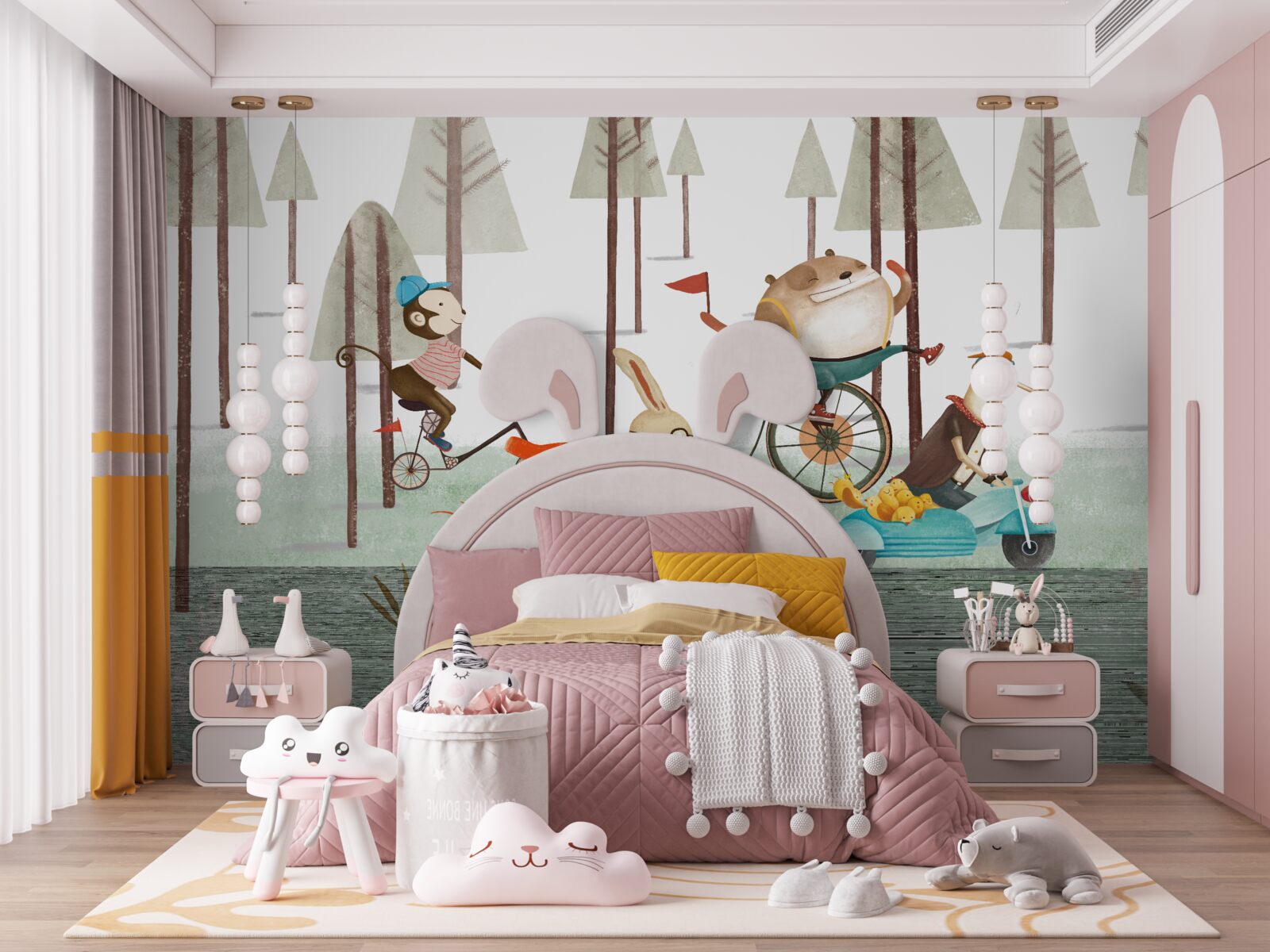 Fototapet concursuri de animale în pădurea deasă