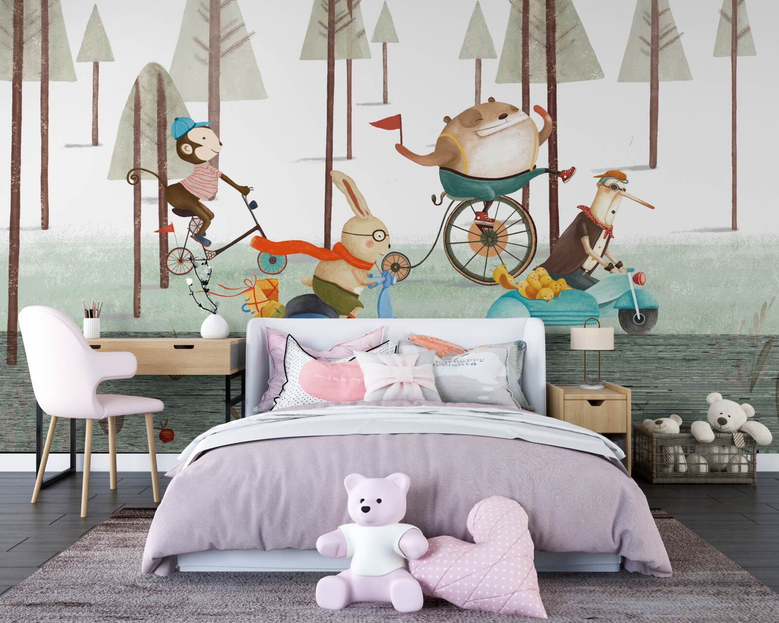 Fototapet concursuri de animale în pădurea deasă