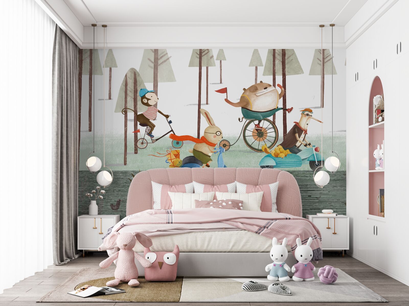 Fototapet concursuri de animale în pădurea deasă