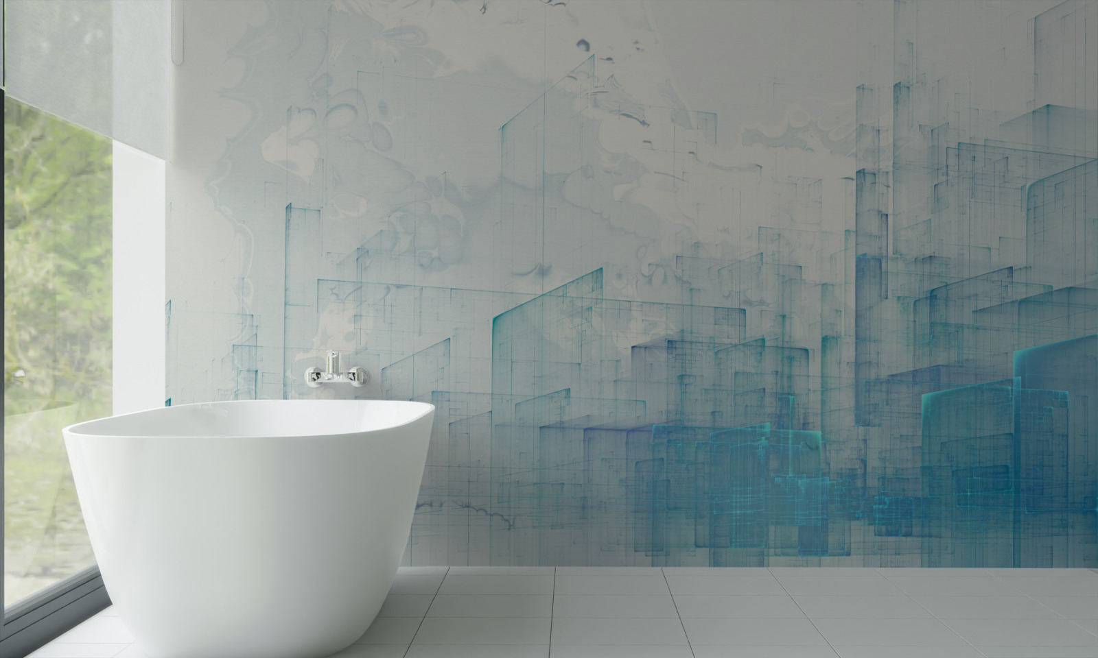 Fototapet oraș abstract învăluit în ceață