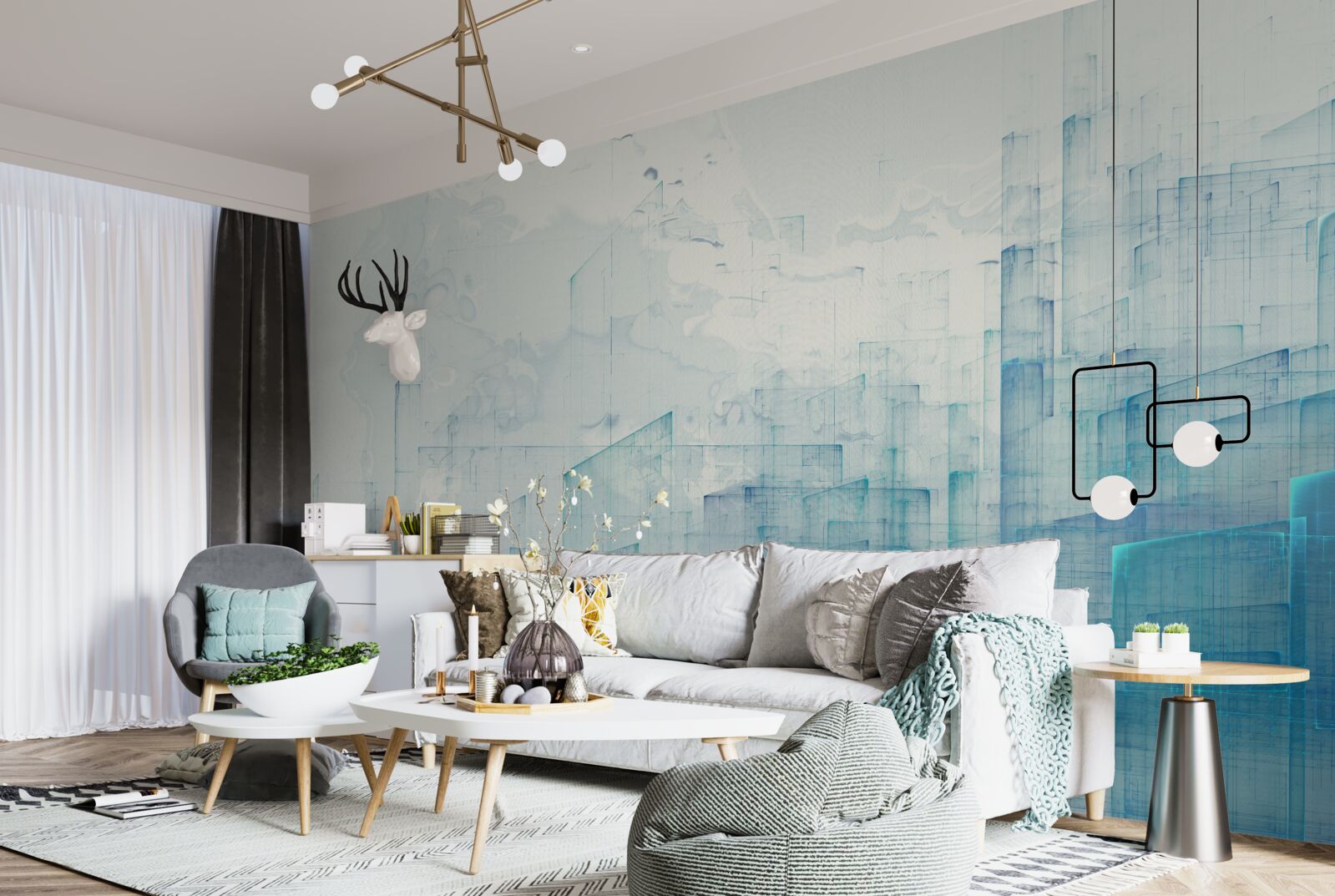 Fototapet oraș abstract învăluit în ceață