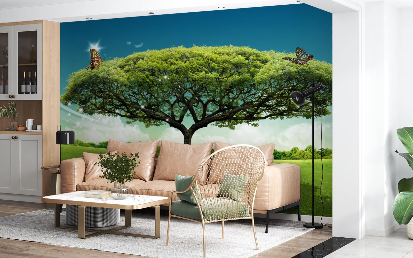 Fototapet un copac sănătos al vieții trăiește în poiană