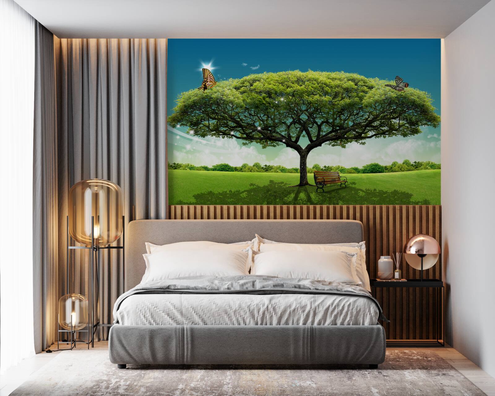 Fototapet un copac sănătos al vieții trăiește în poiană