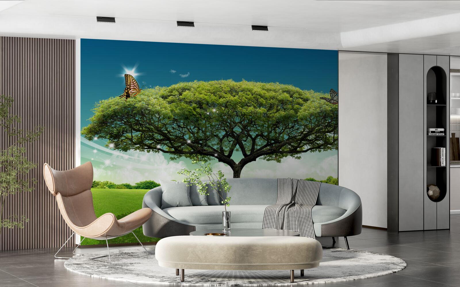 Fototapet un copac sănătos al vieții trăiește în poiană