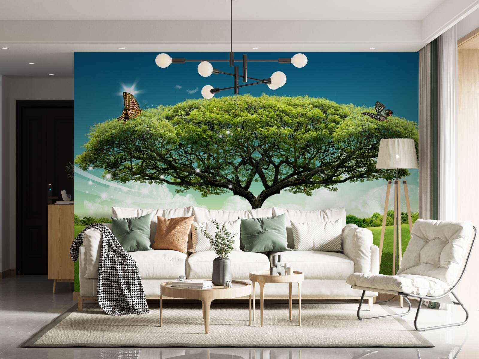 Fototapet un copac sănătos al vieții trăiește în poiană