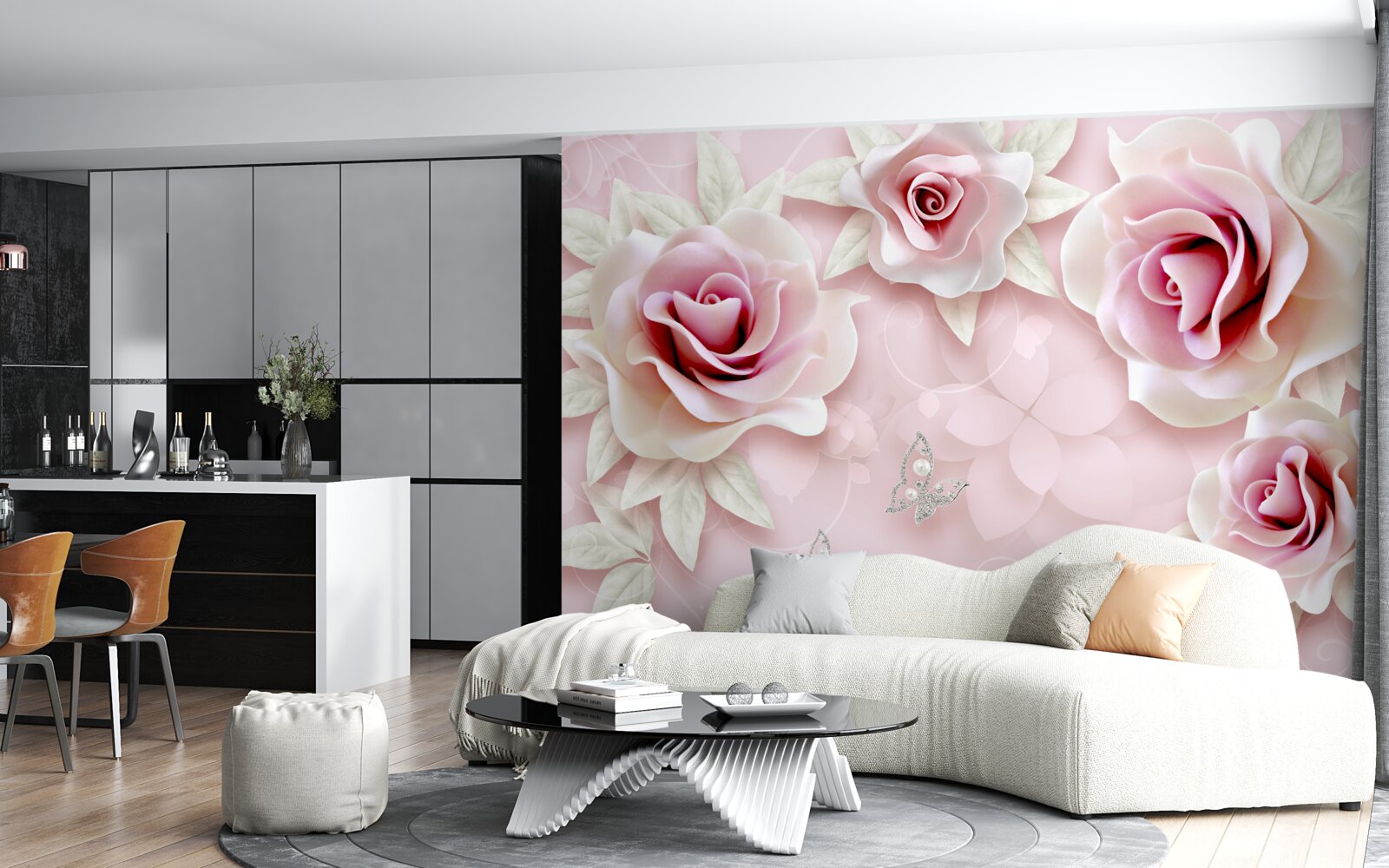 Fototapet roz porțelanat elegant în tonuri de liliac blând