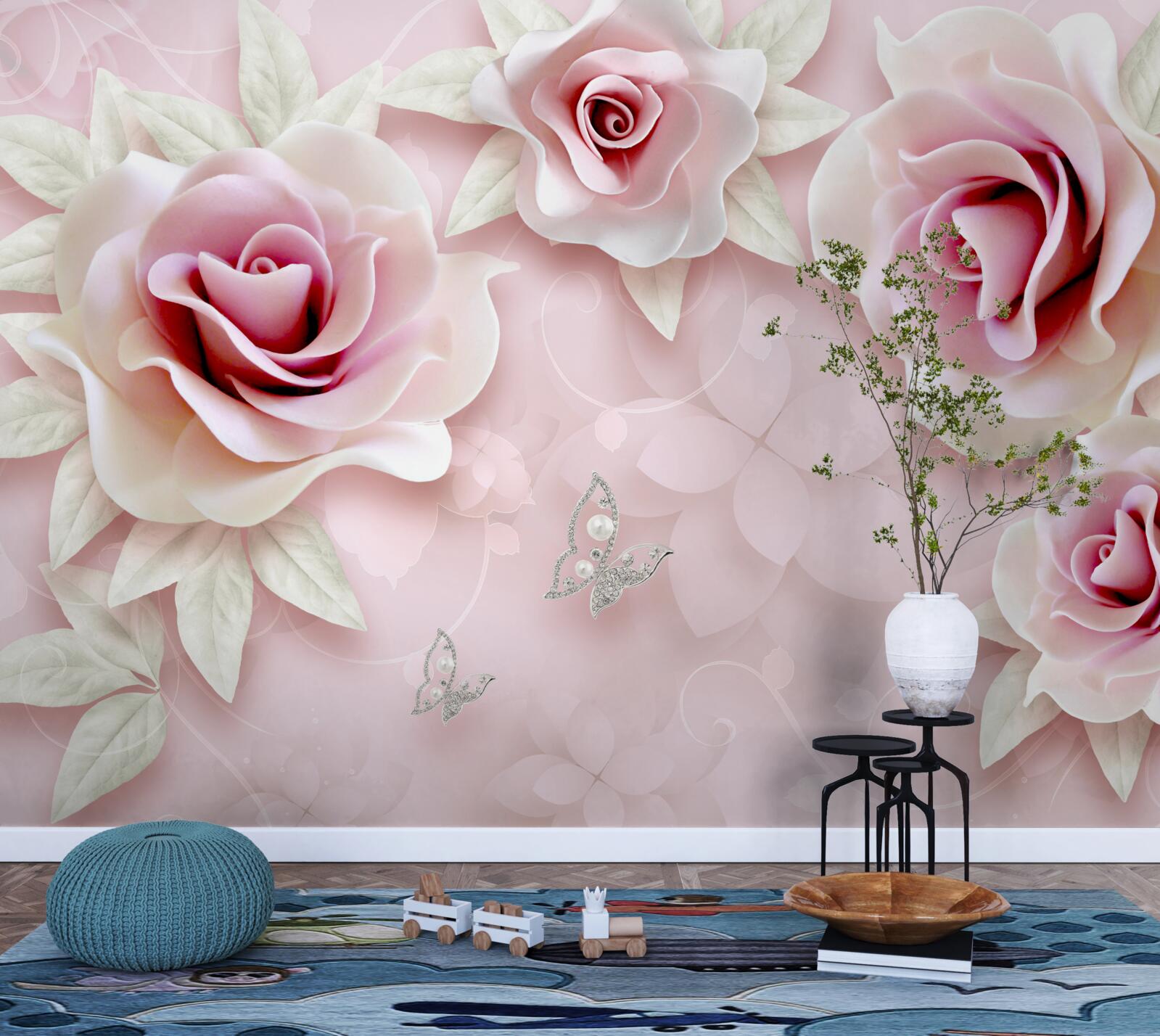 Fototapet roz porțelanat elegant în tonuri de liliac blând