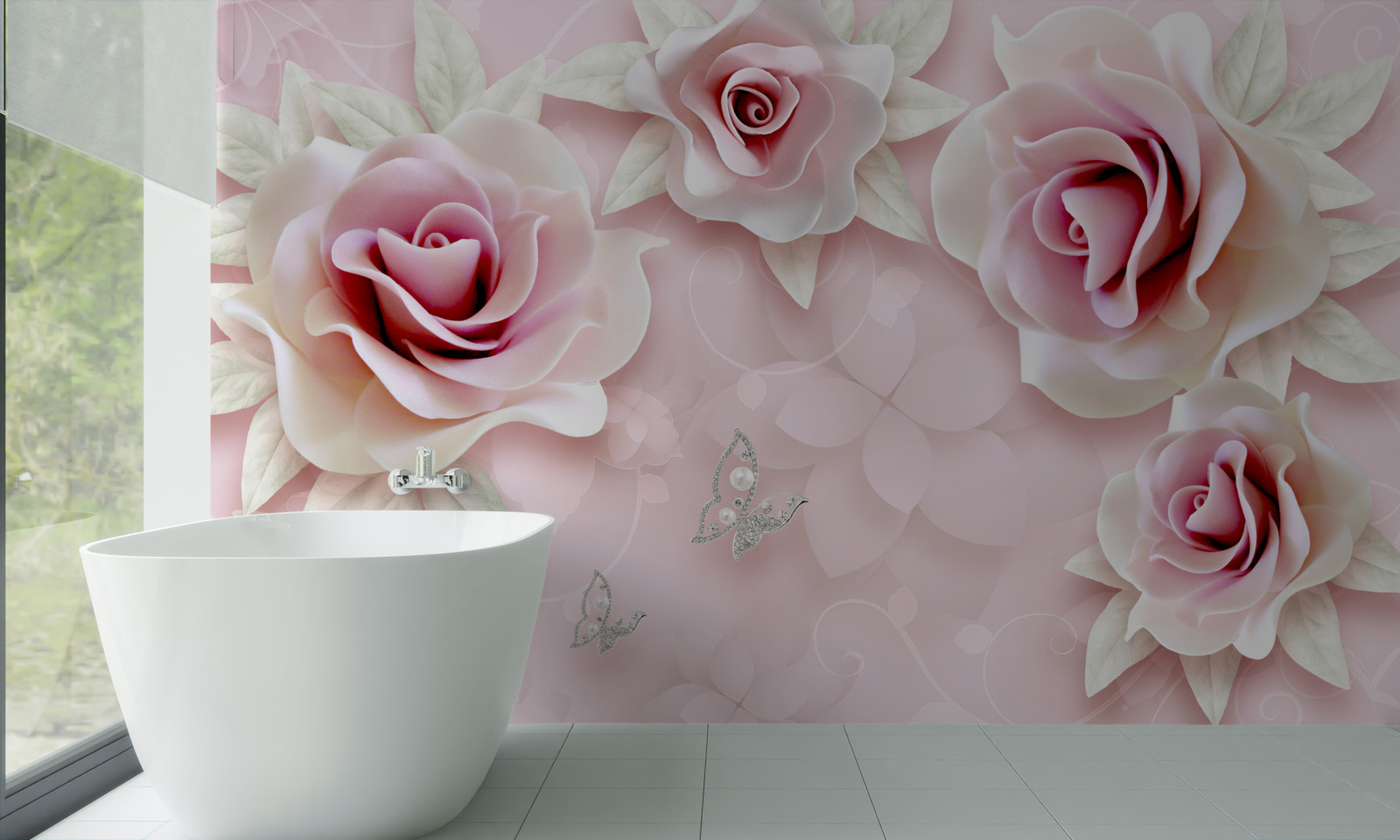 Fototapet roz porțelanat elegant în tonuri de liliac blând